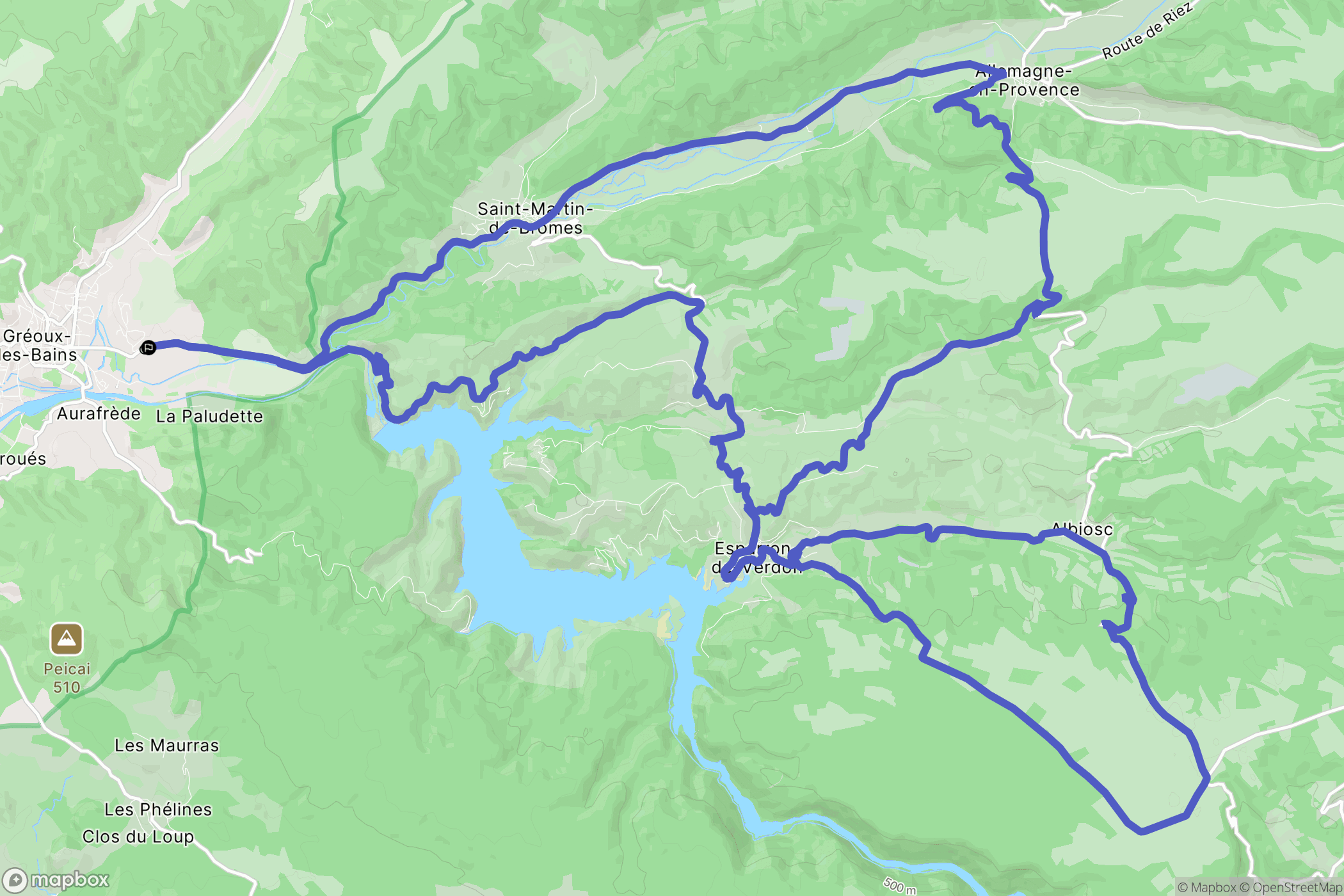 Gréoux-les-Bains : carte du parcours de randonnée - France