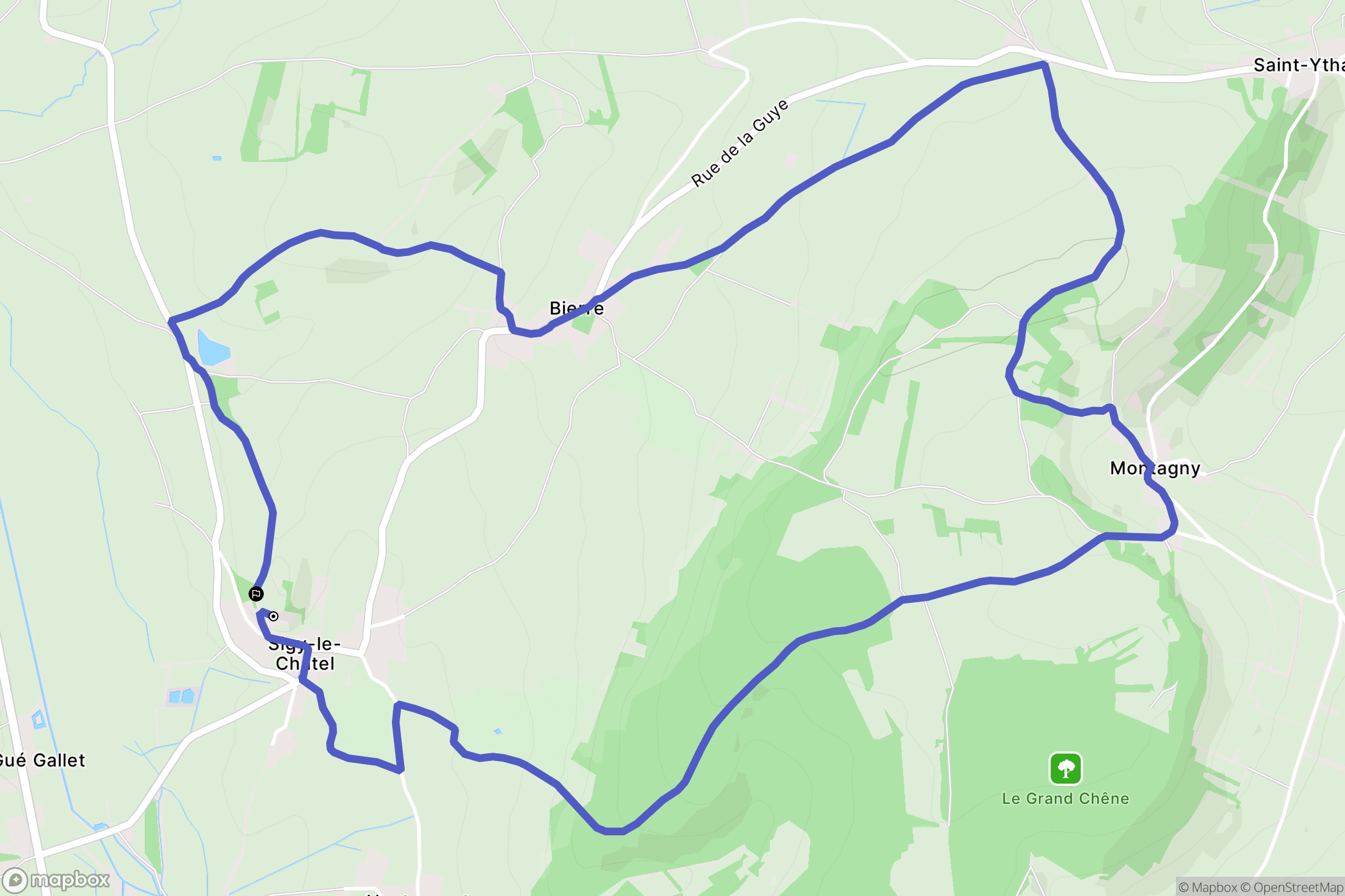 Sigy-le-Châtel : carte du parcours de randonnée - France
