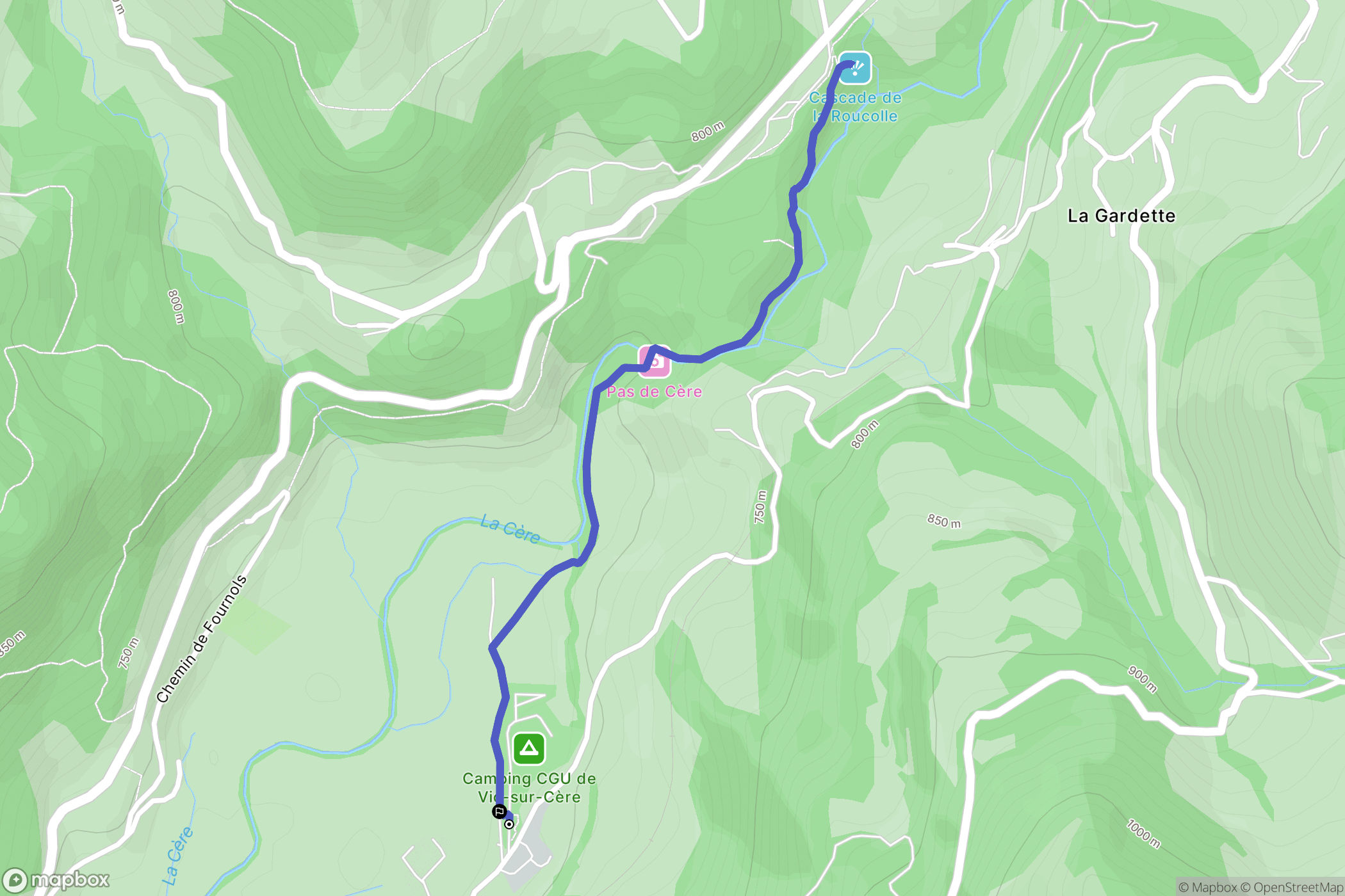 Vic-sur-Cère : carte du parcours de randonnée - France