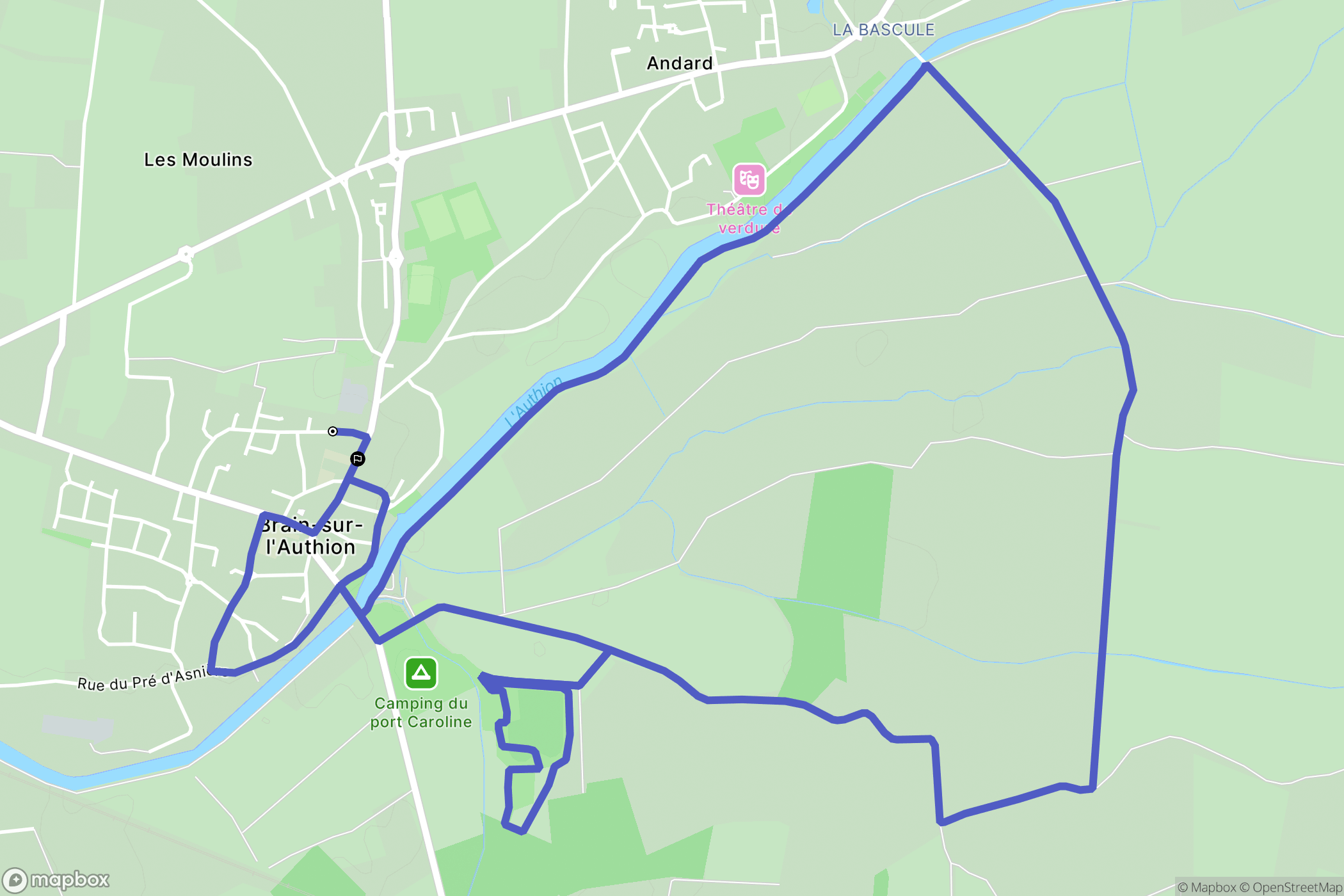 Loire-Authion : carte du parcours de randonnée - France