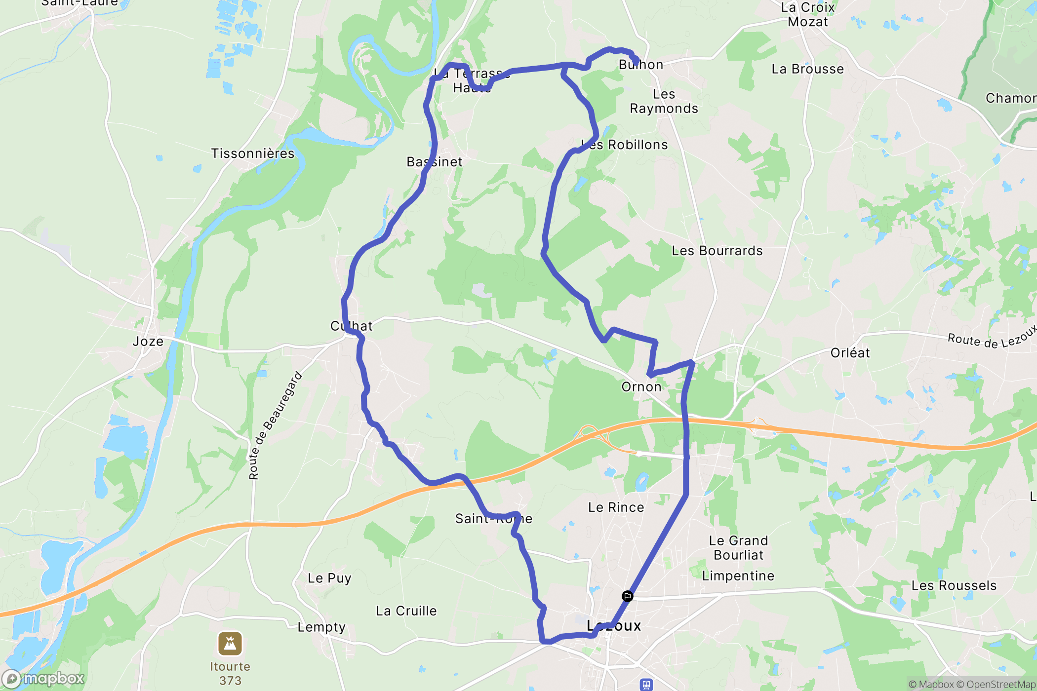 Lezoux : carte du parcours de randonnée - France