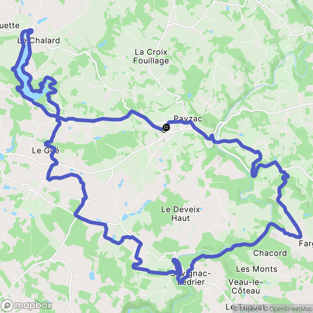 Payzac : carte du parcours de randonnée - France