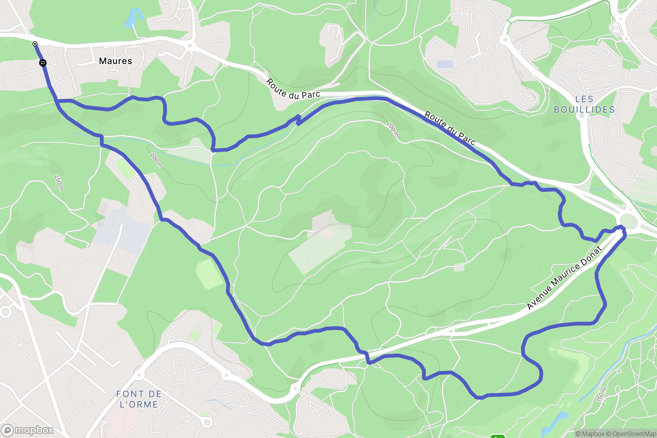 Valbonne : carte du parcours de randonnée - France