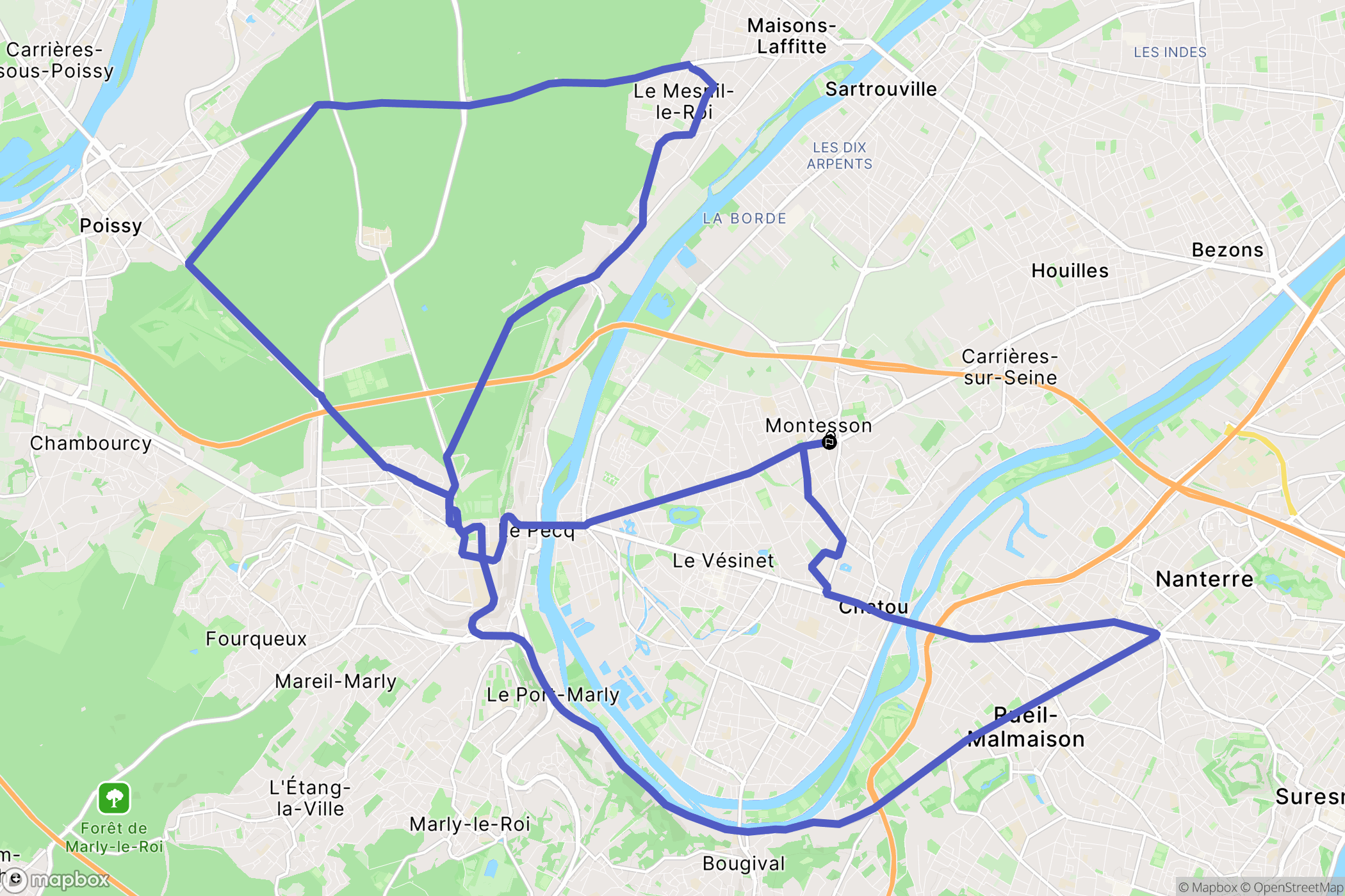 Montesson : carte du parcours de randonnée - France