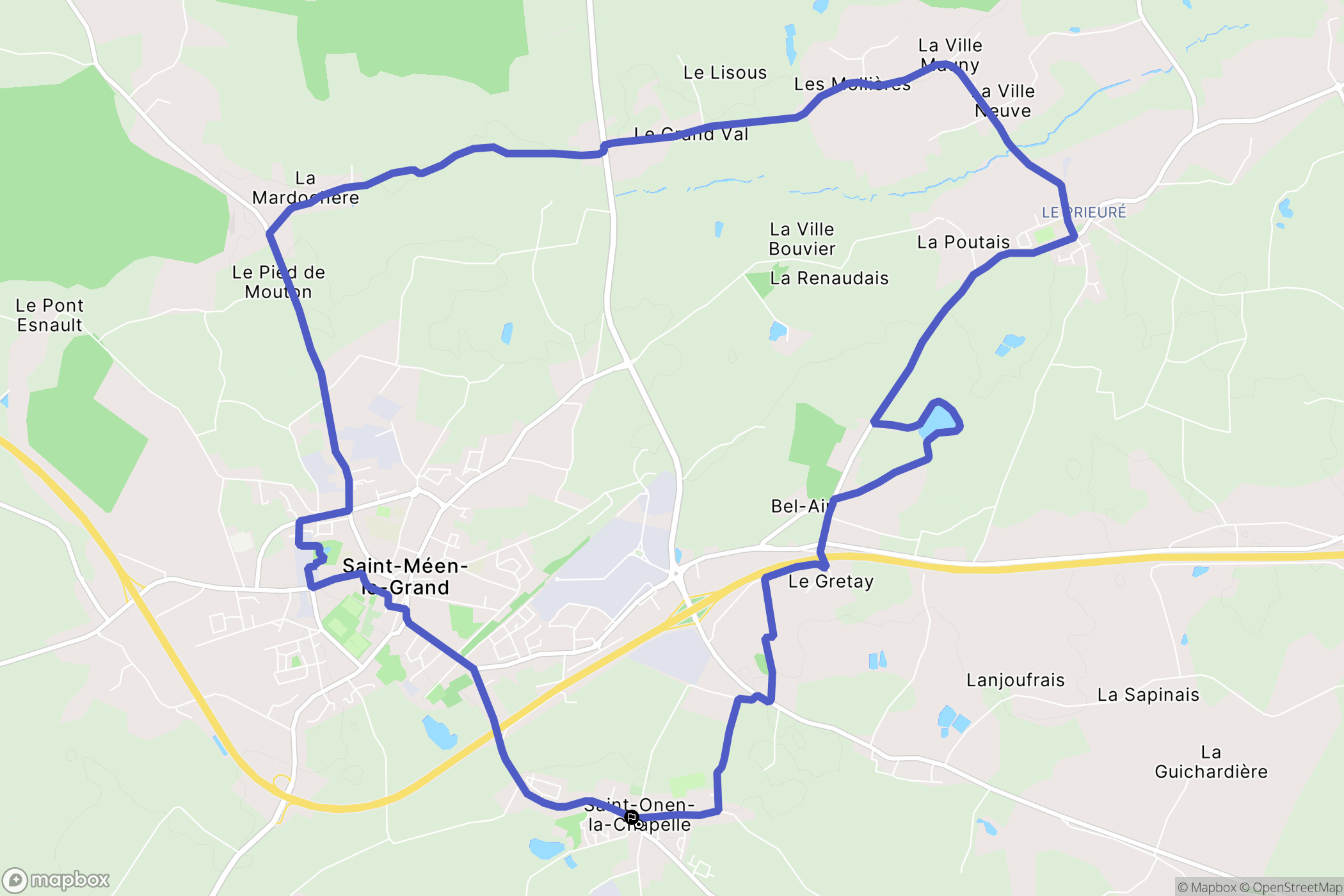 Saint-Onen-la-Chapelle : carte du parcours de randonnée - France