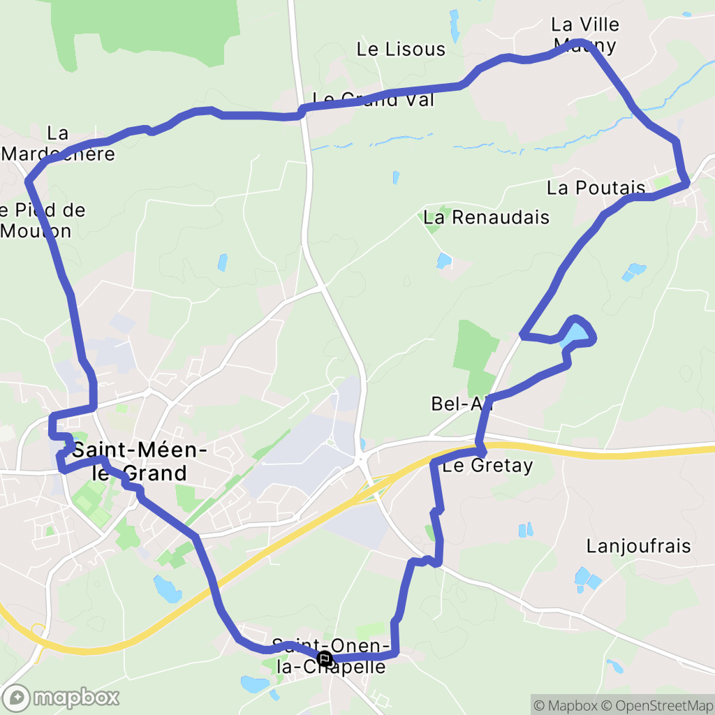 Saint-Onen-la-Chapelle : carte du parcours de randonnée - France