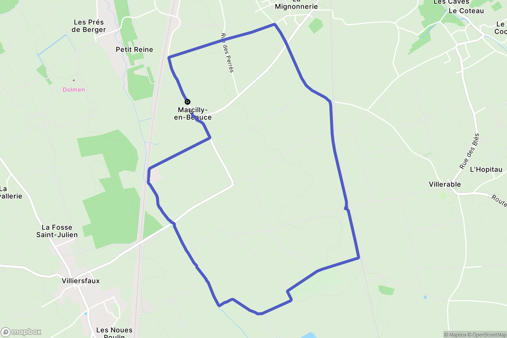 Marcilly-en-Beauce : carte du parcours de randonnée - France