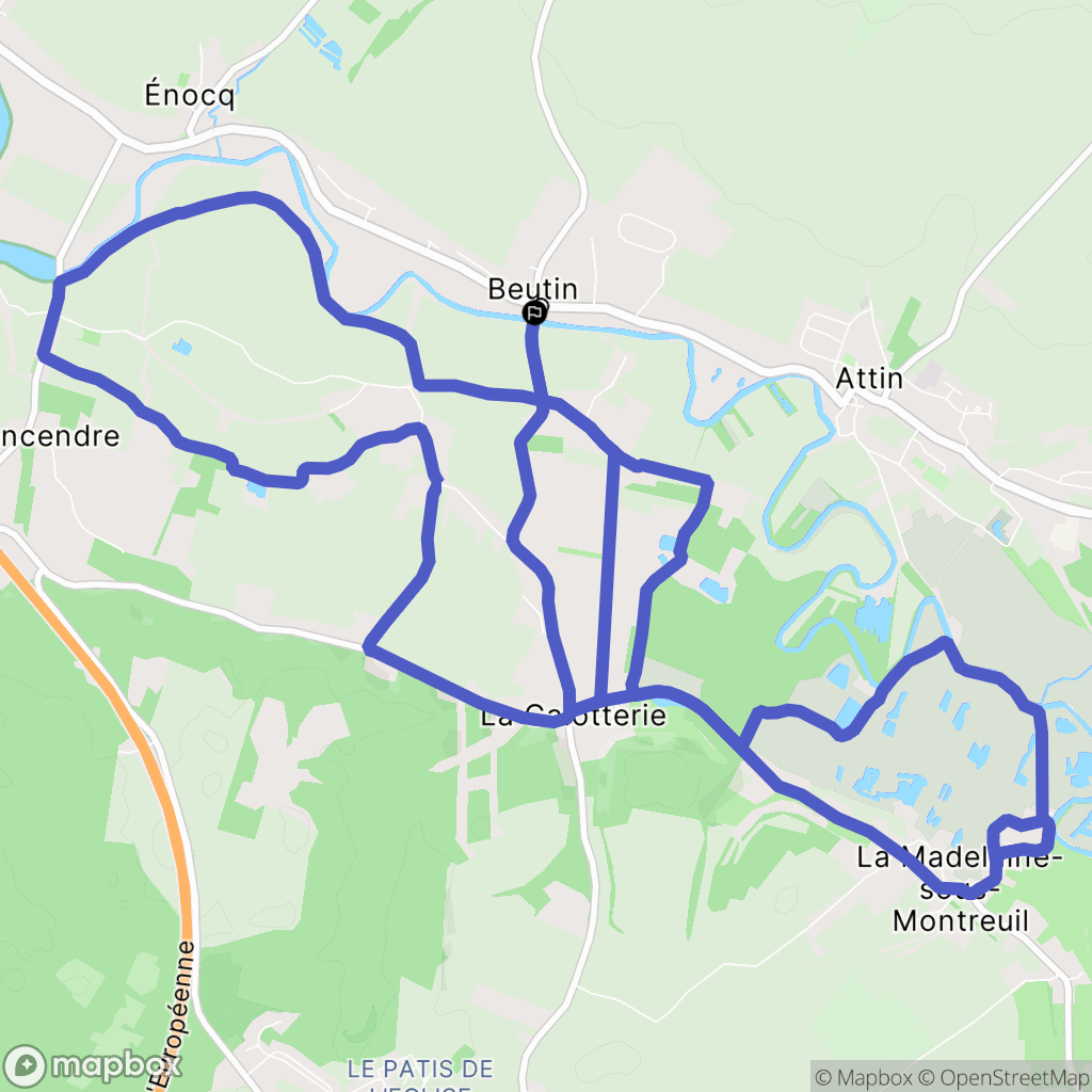 Beutin : carte du parcours de randonnée - France