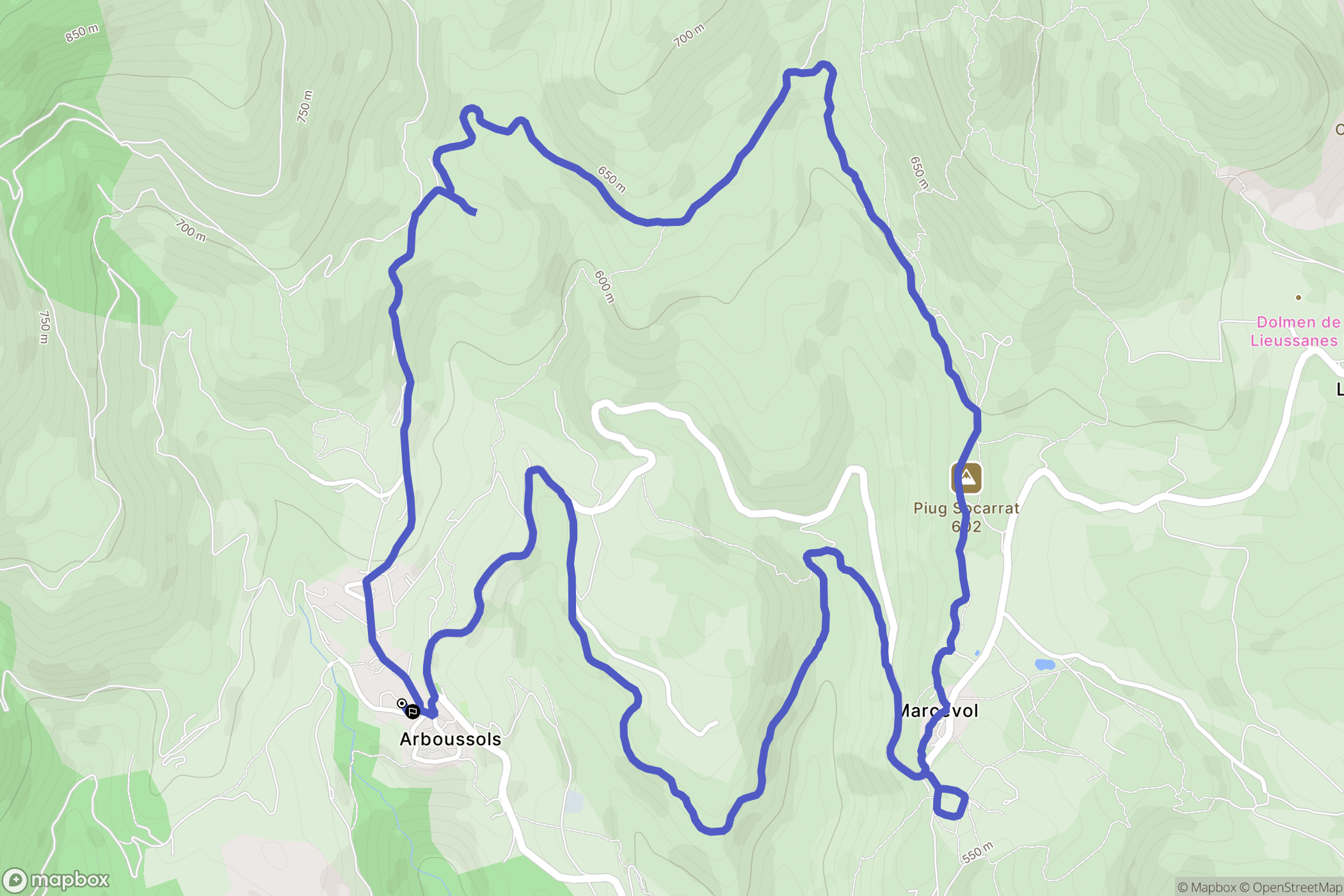 Arboussols : carte du parcours de randonnée - France