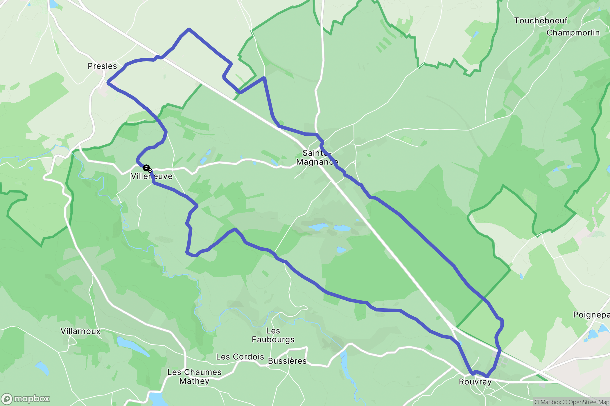Sainte-Magnance : carte du parcours de randonnée - France