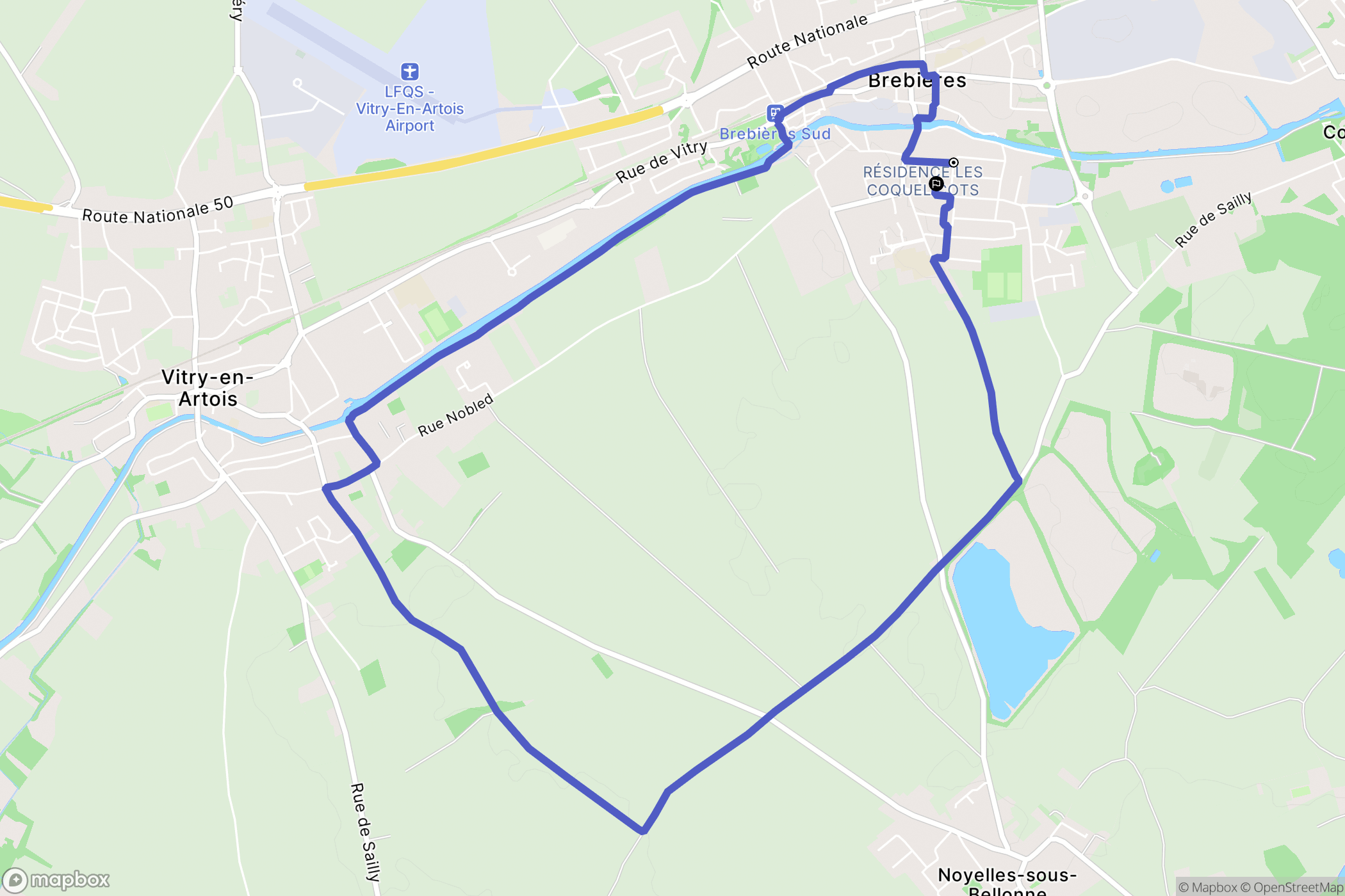Brebières : carte du parcours de randonnée - France