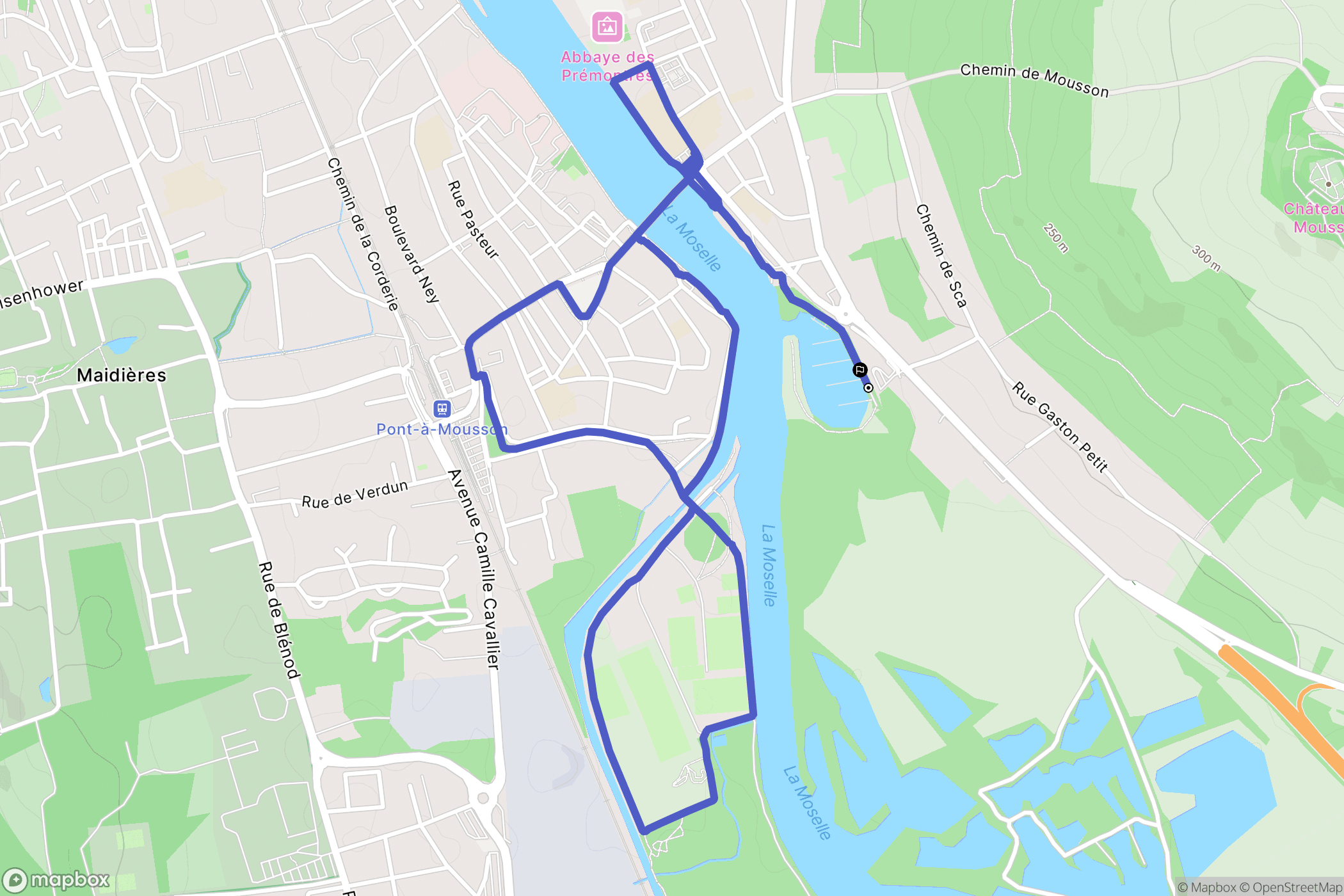 Pont-à-Mousson : carte du parcours de randonnée - France