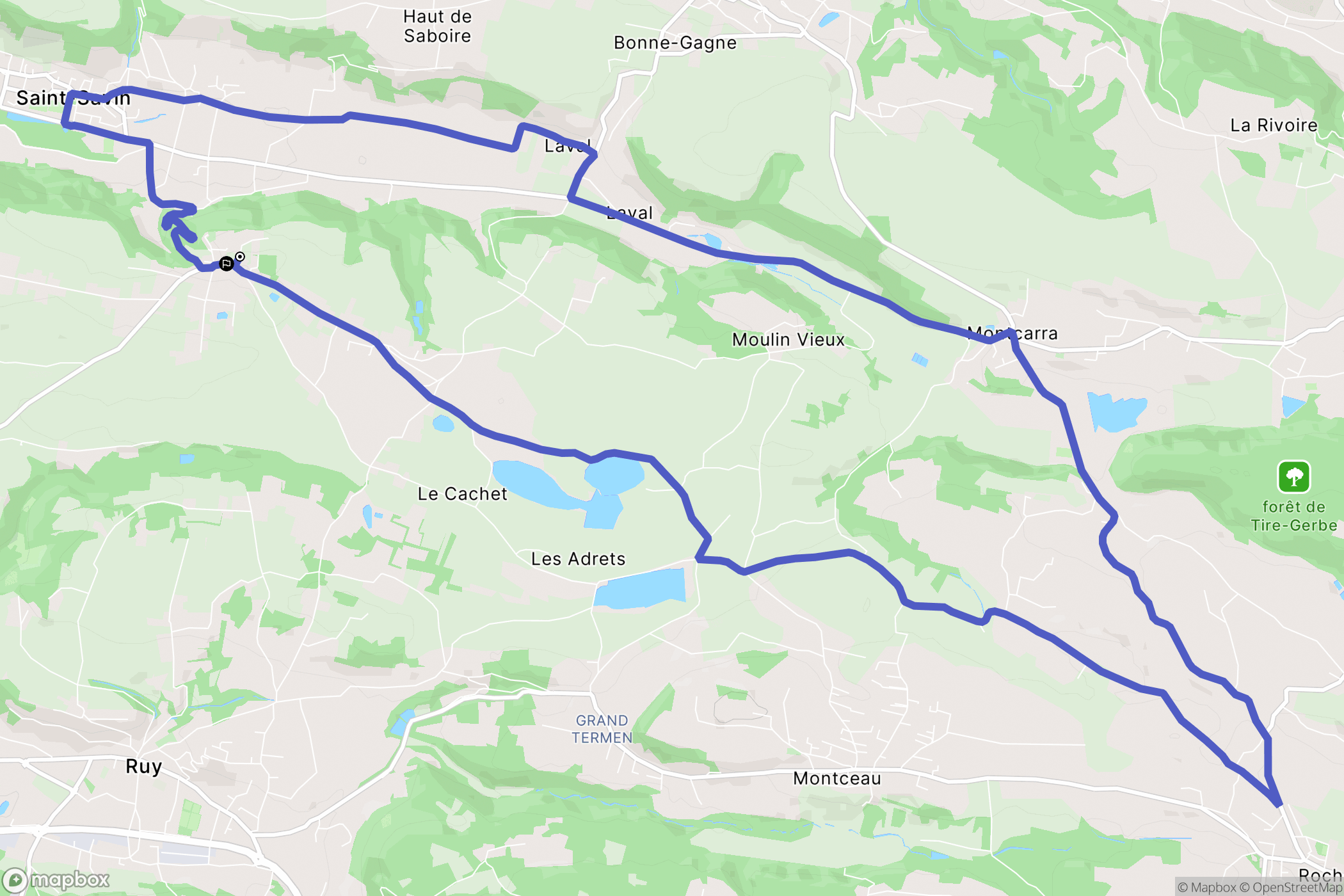 Saint-Savin : carte du parcours de randonnée - France