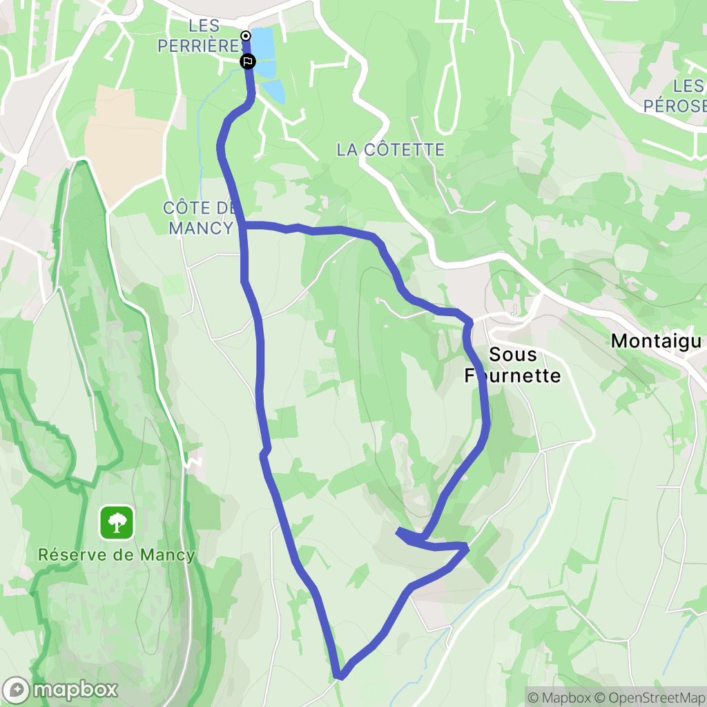 Lons-le-Saunier : carte du parcours de randonnée - France