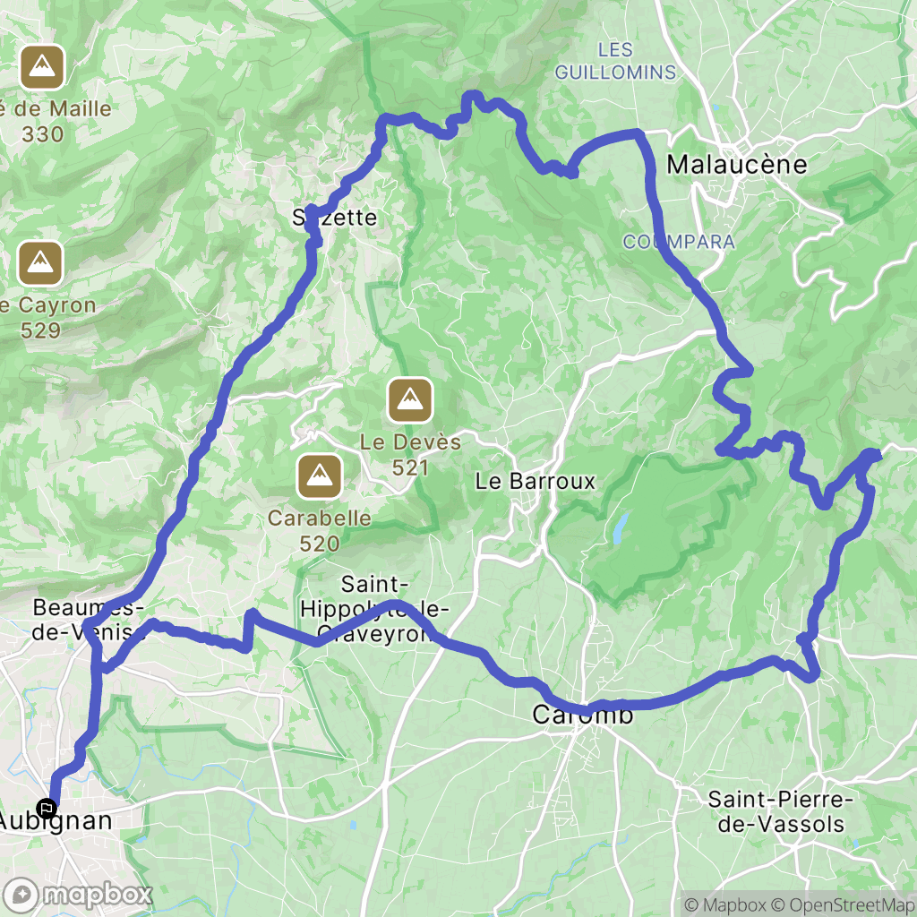 Aubignan : carte du parcours de randonnée - France