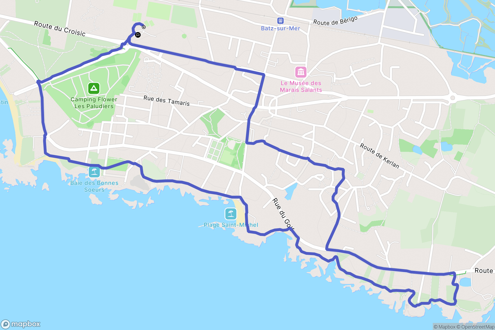 Batz-sur-Mer : carte du parcours de randonnée - France