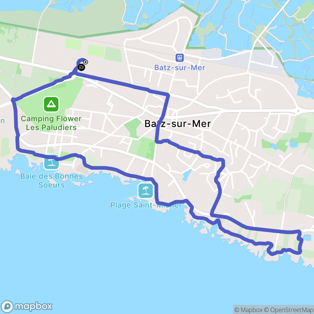 Batz-sur-Mer : carte du parcours de randonnée - France