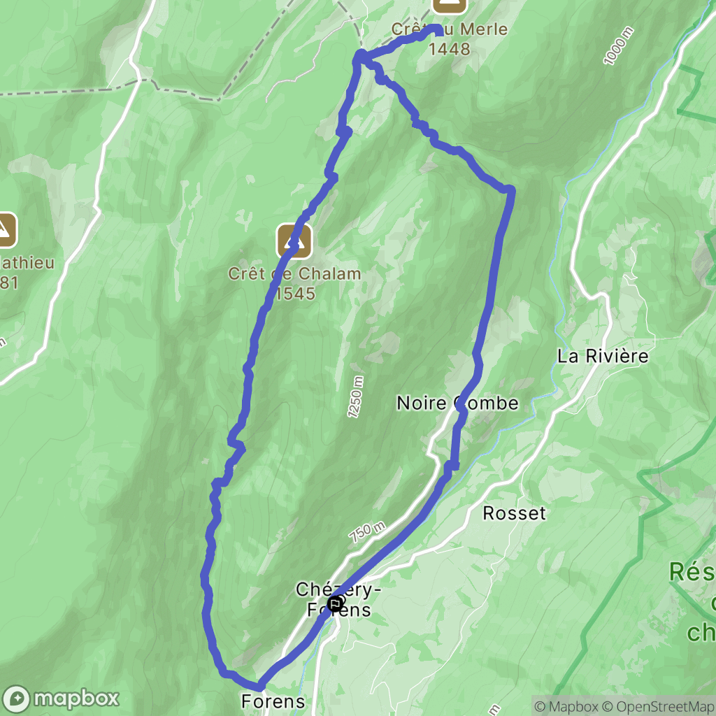 Chézery-Forens : carte du parcours de randonnée - France