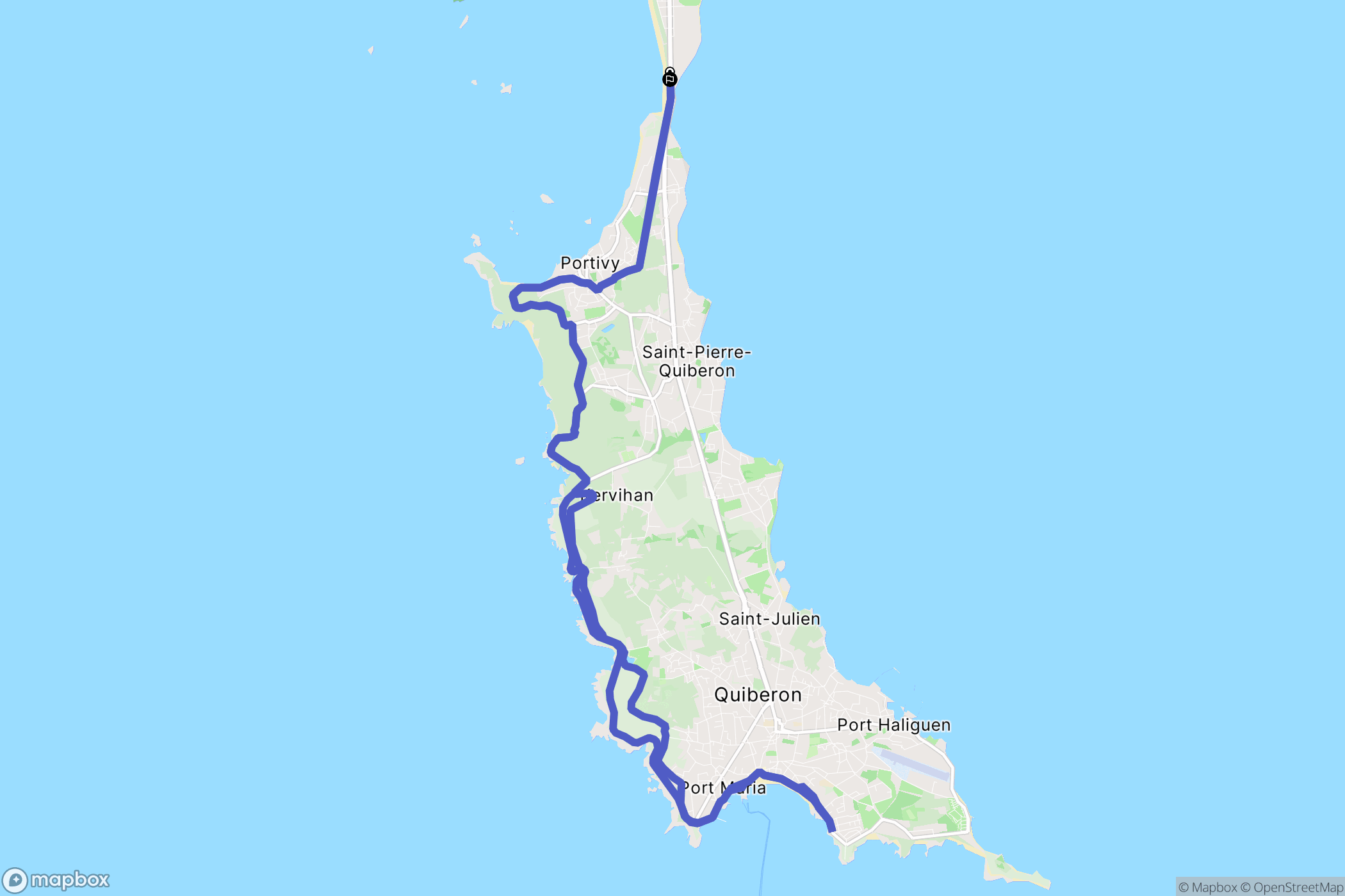 Saint-Pierre-Quiberon : carte du parcours de randonnée - France