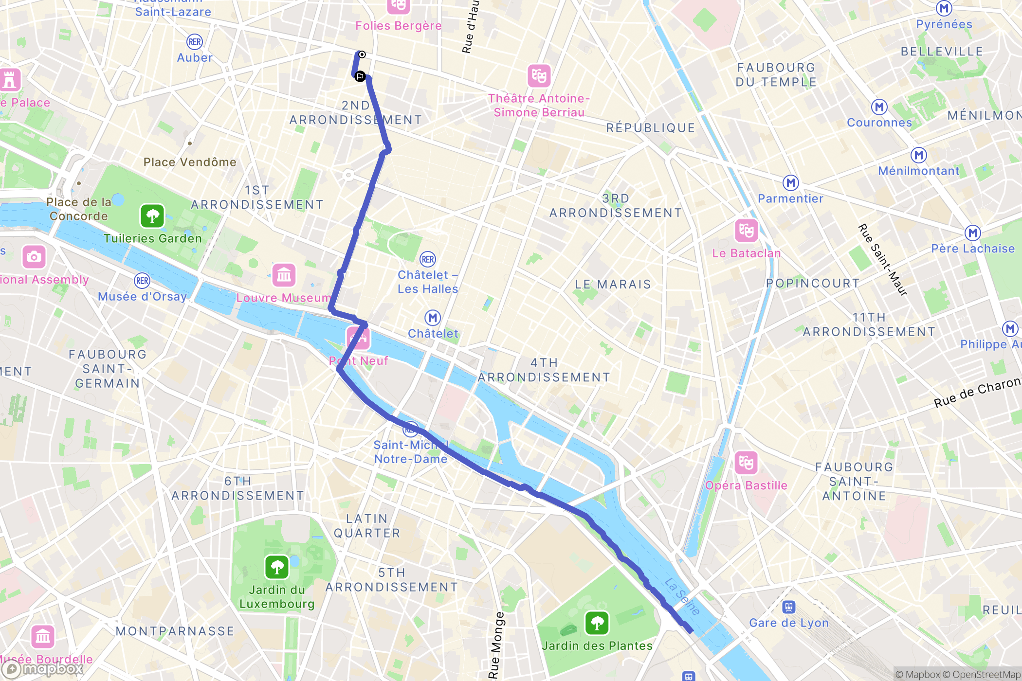Paris : carte du parcours de randonnée - France
