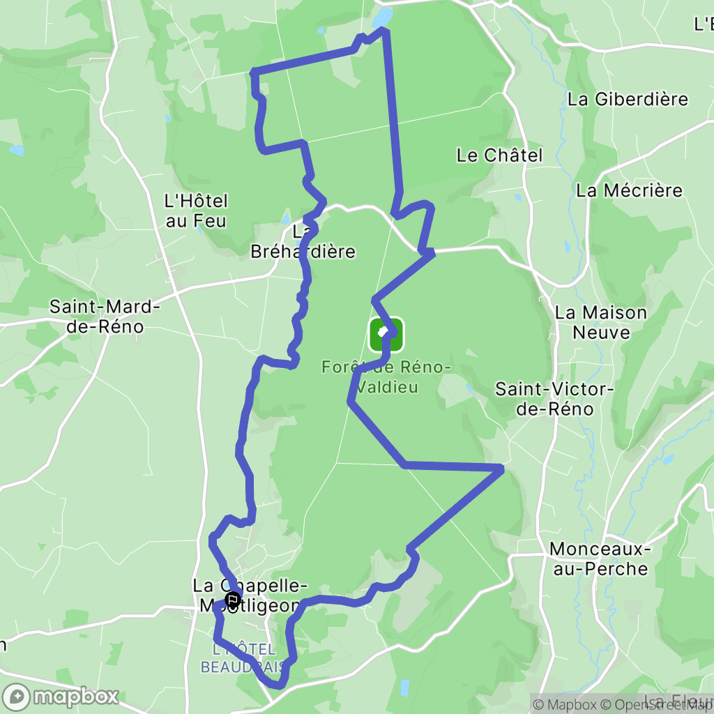 La Chapelle-Montligeon : carte du parcours de randonnée - France