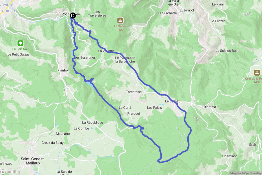 Saint-Étienne : carte du parcours de randonnée - France