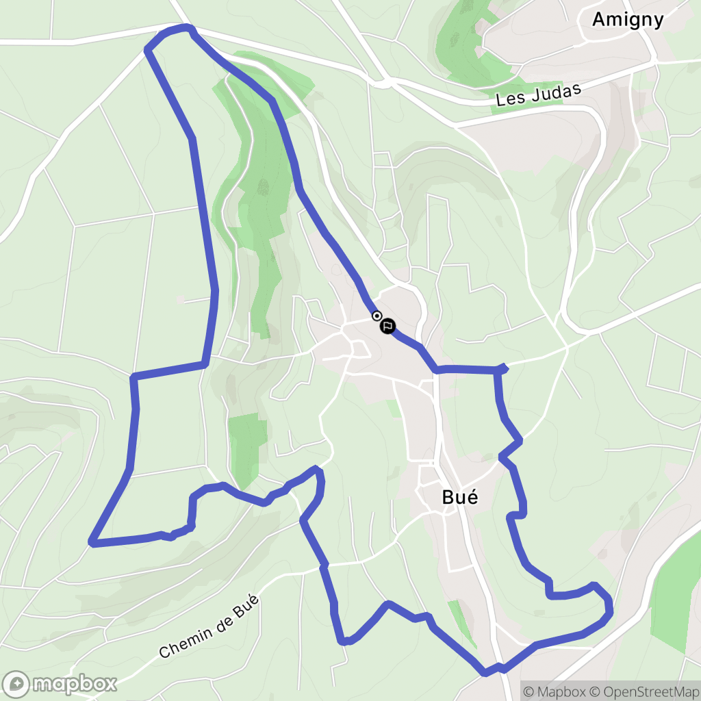 Bue : carte du parcours de randonnée - France