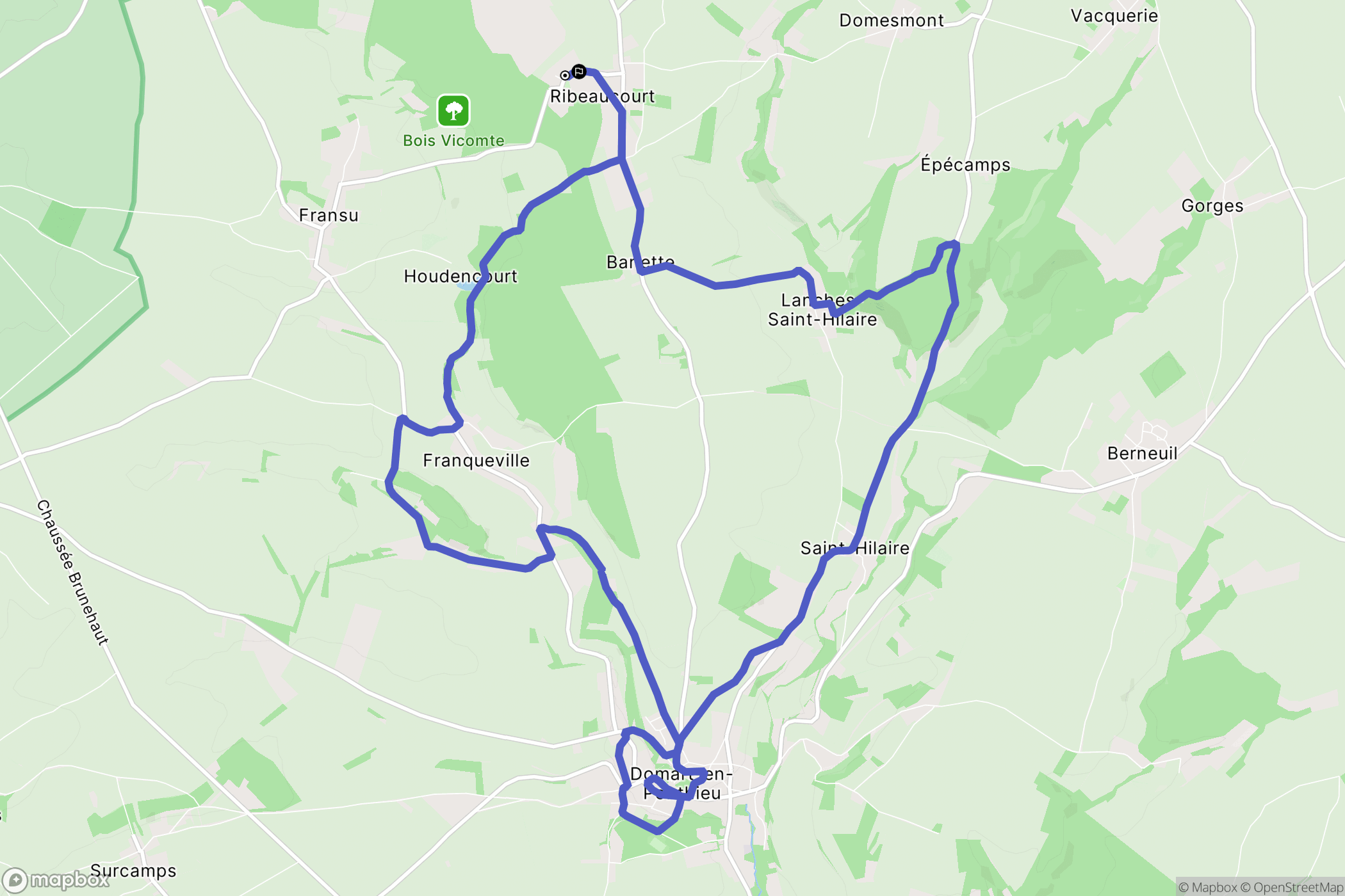 Ribeaucourt : carte du parcours de randonnée - France