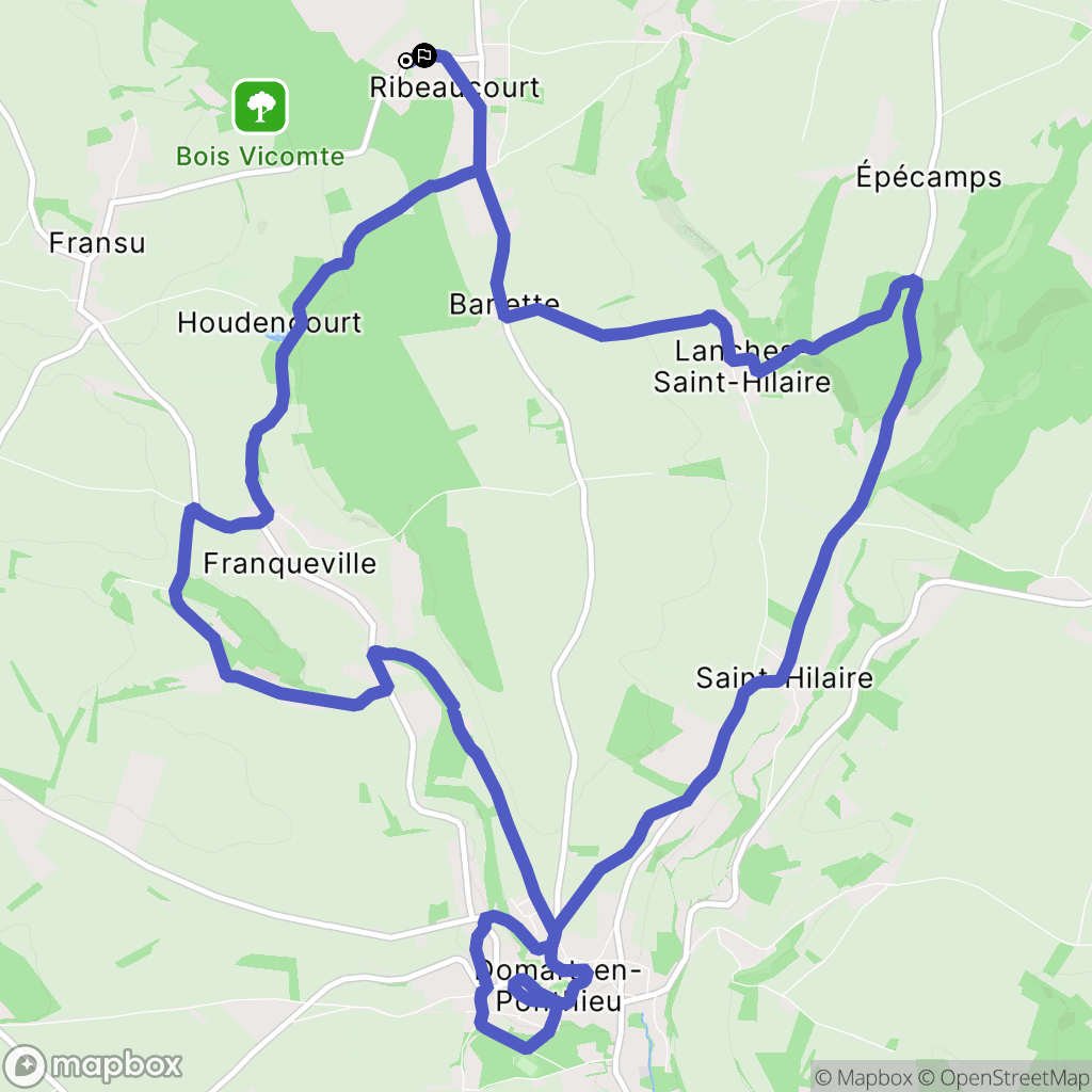 Ribeaucourt : carte du parcours de randonnée - France