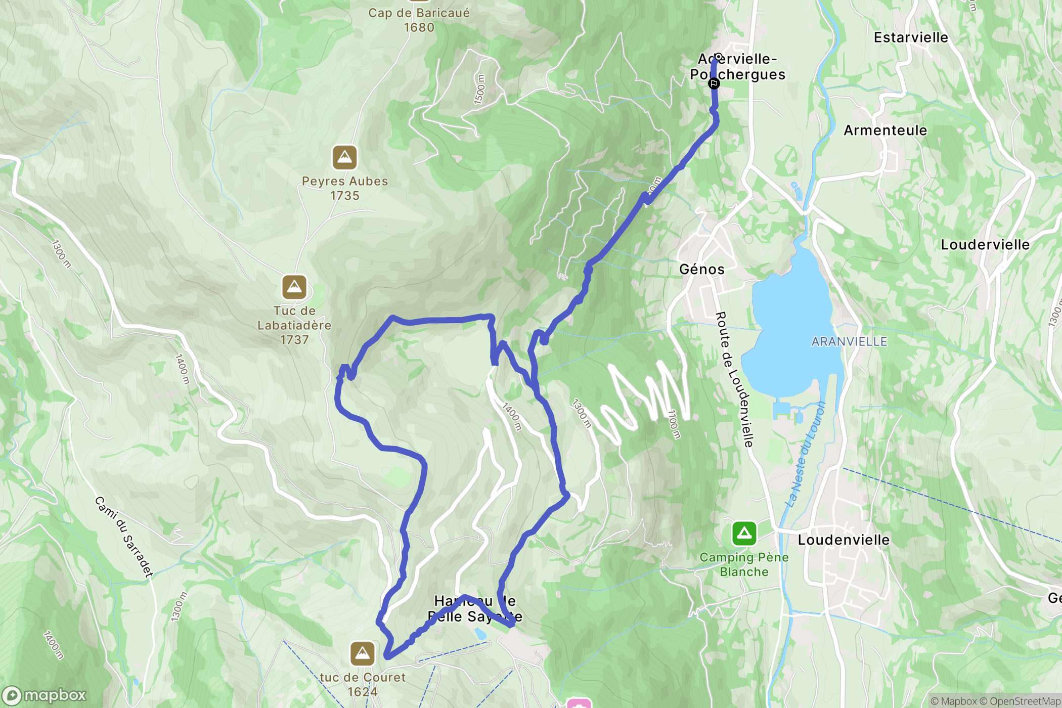 Adervielle-Pouchergues : carte du parcours de randonnée - France