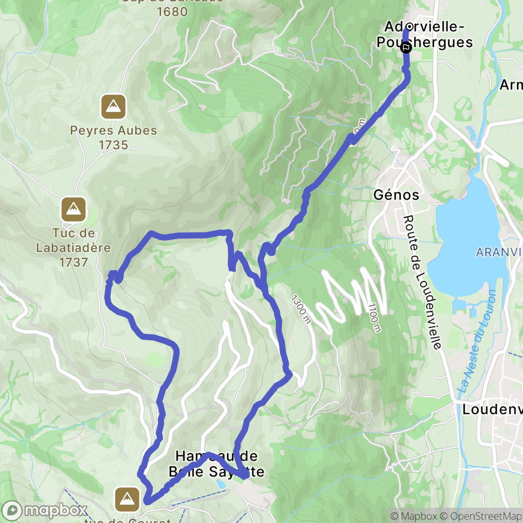 Adervielle-Pouchergues : carte du parcours de randonnée - France