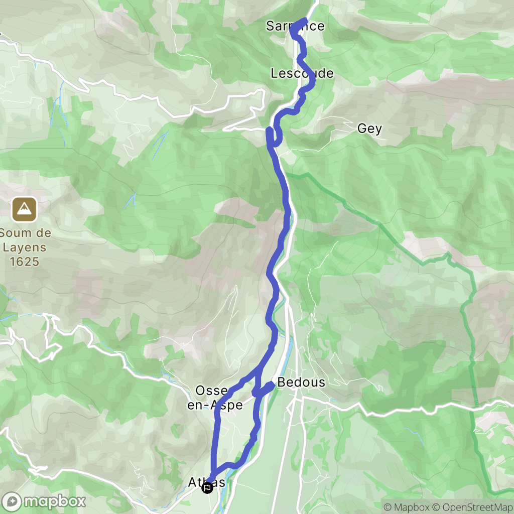 Lées-Athas : carte du parcours de randonnée - France