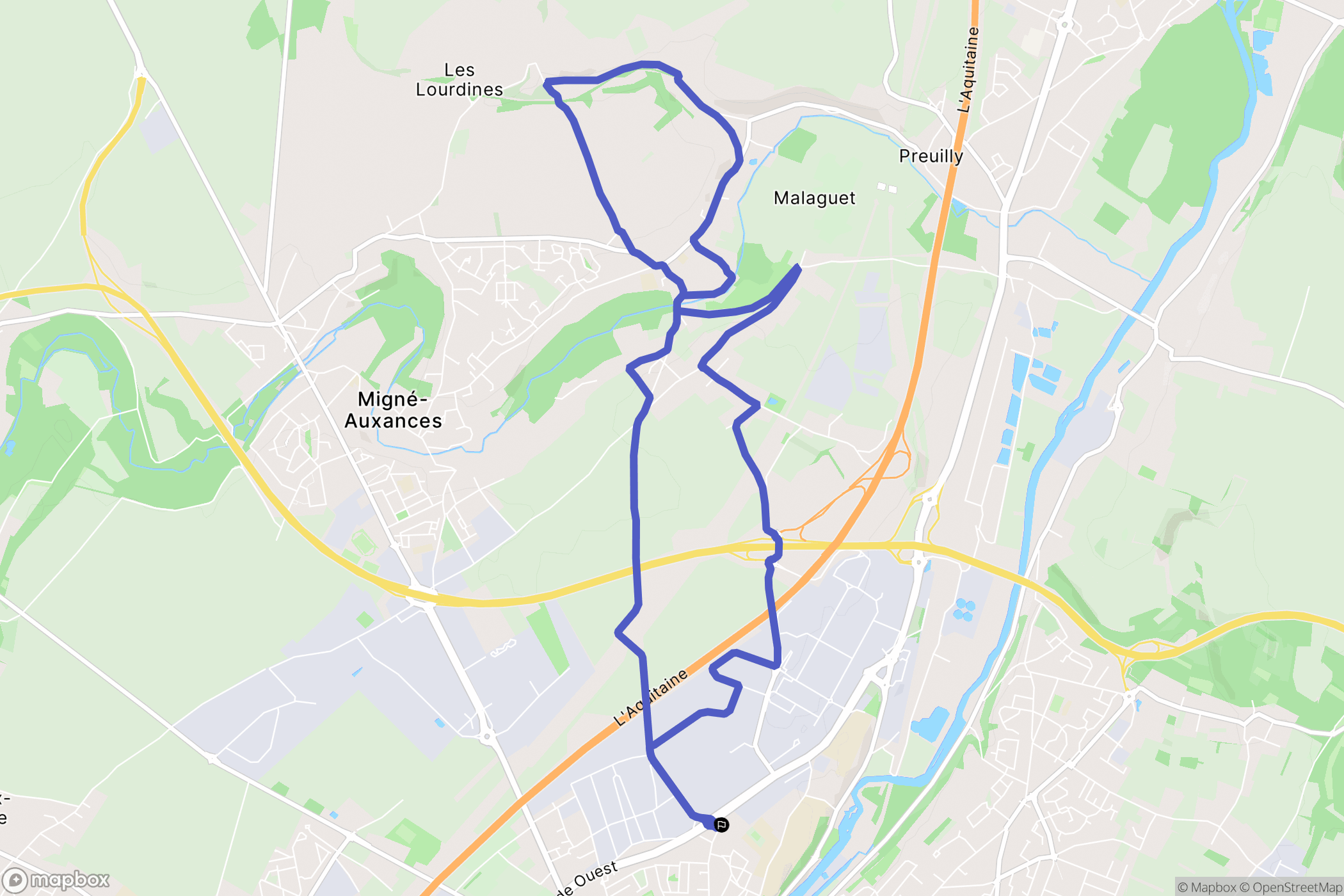 Poitiers : carte du parcours de randonnée - France
