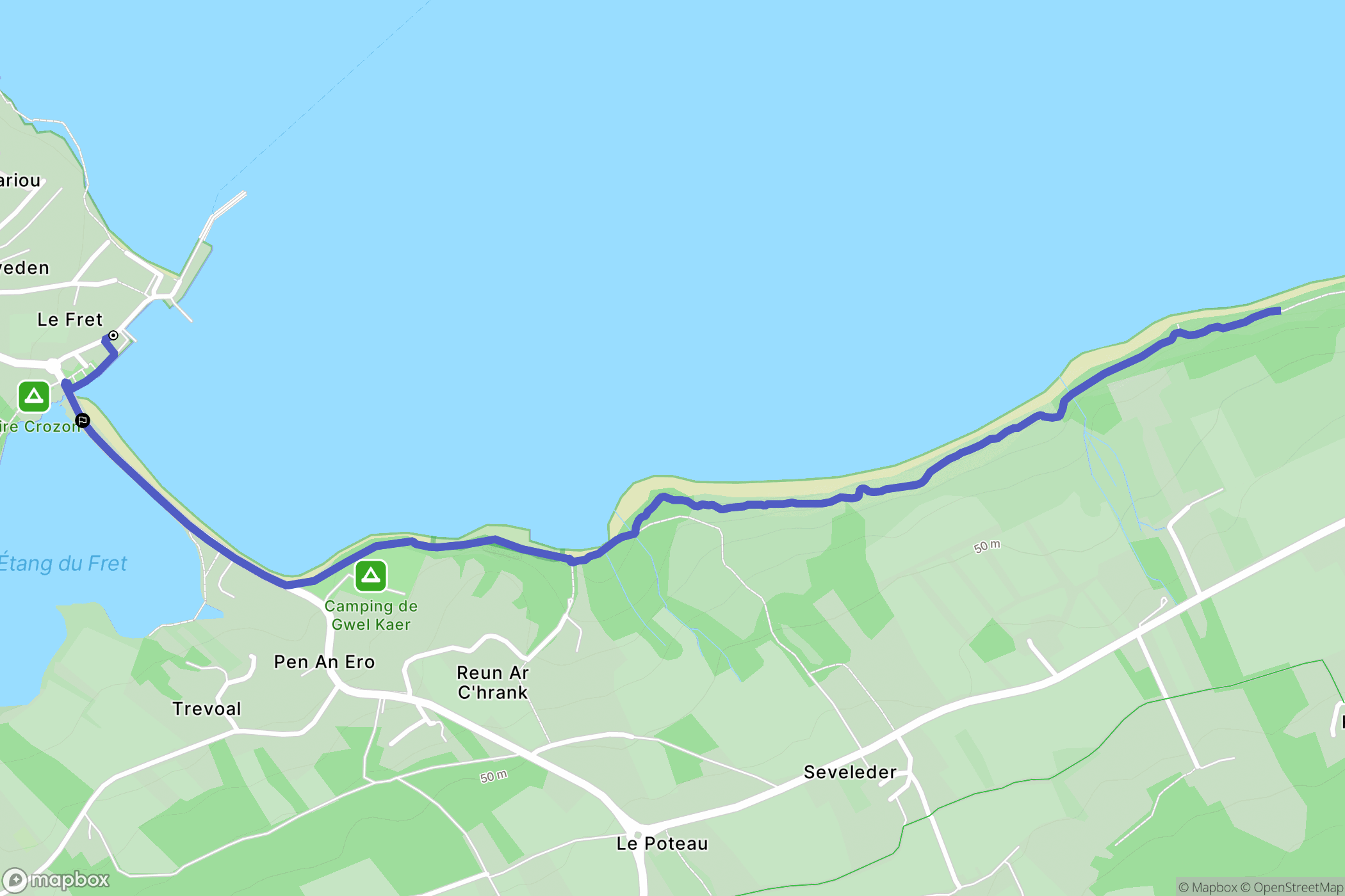 Crozon : carte du parcours de randonnée - France