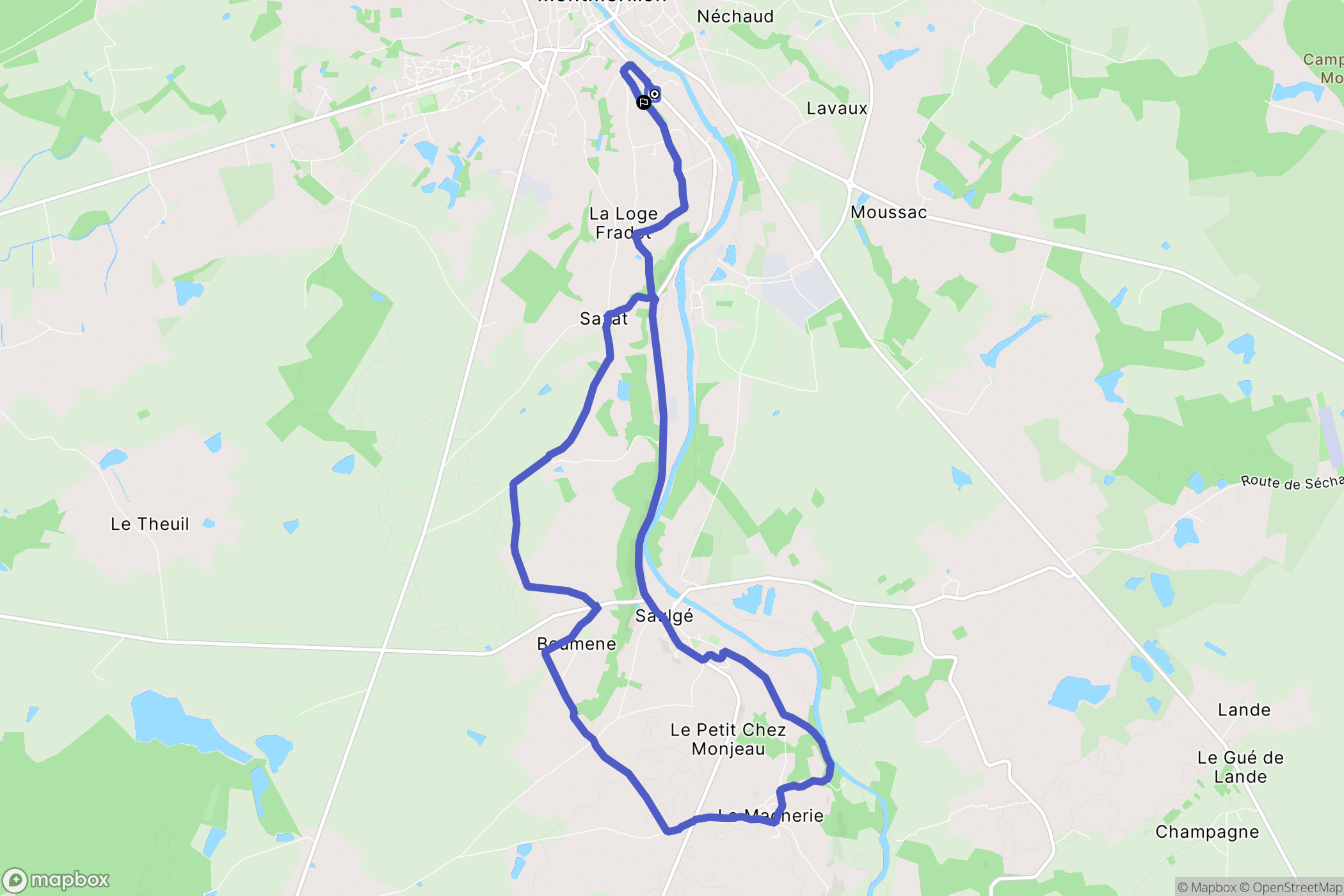 Montmorillon : carte du parcours de randonnée - France