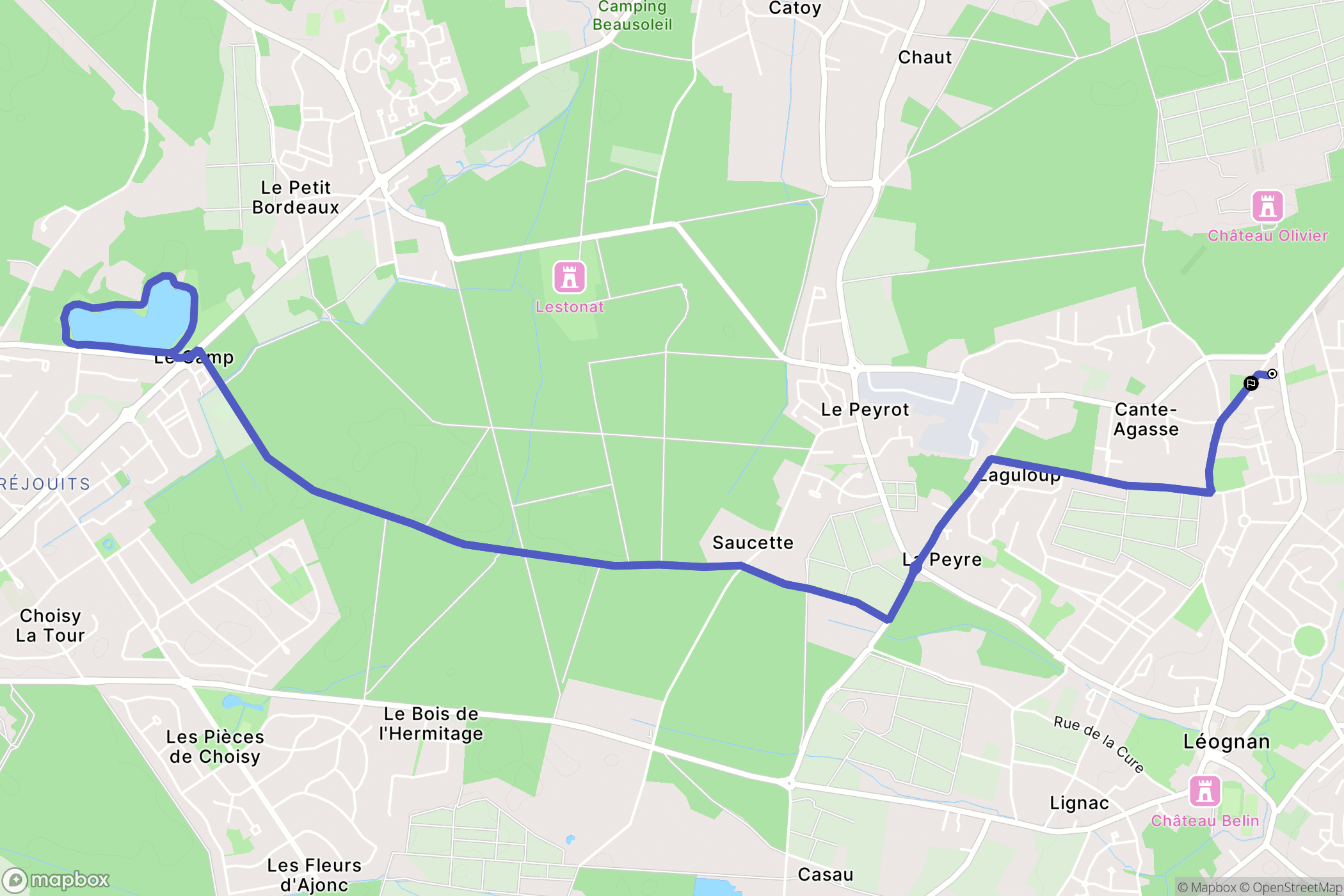 Léognan : carte du parcours de randonnée - France