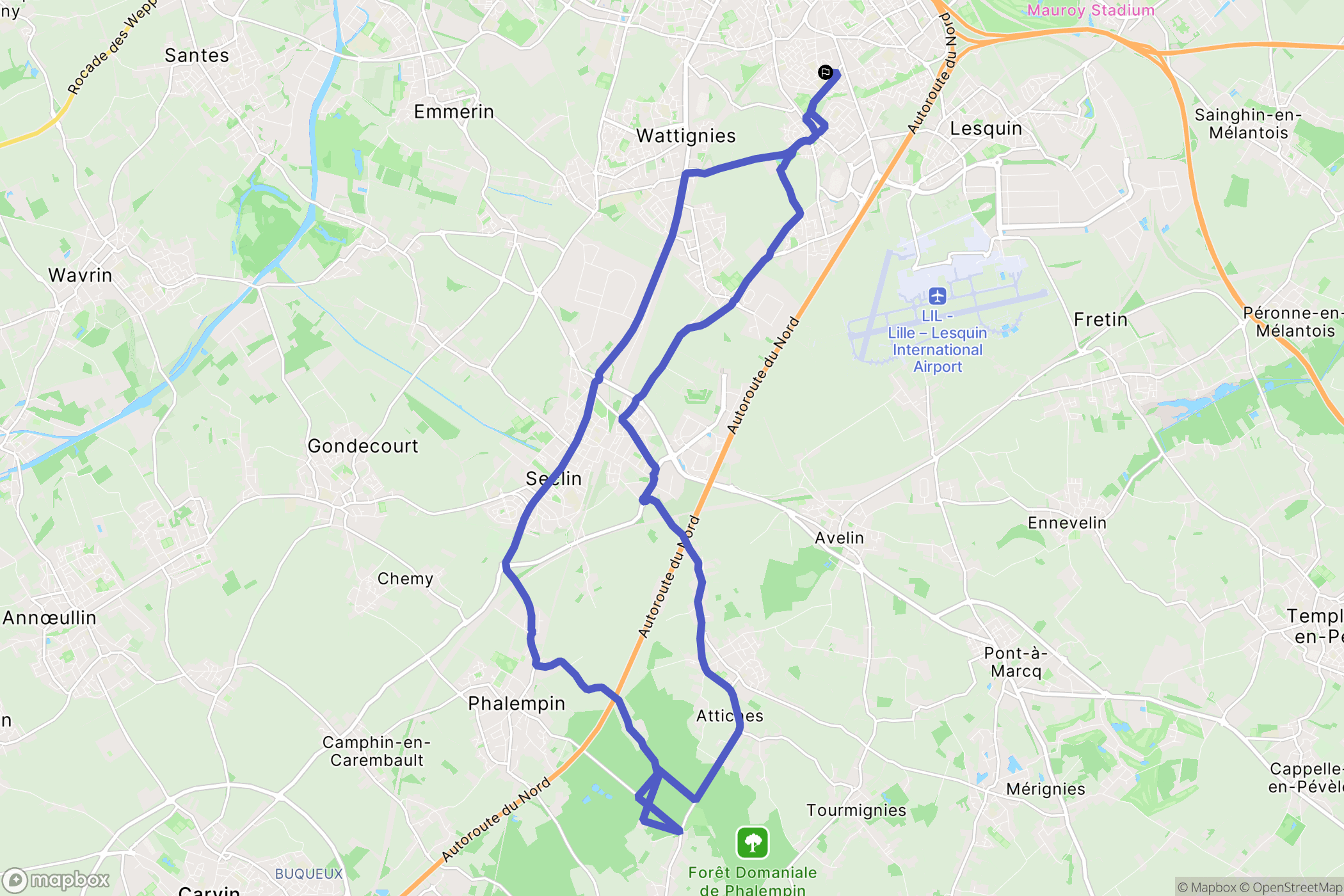 Faches-Thumesnil : carte du parcours de randonnée - France