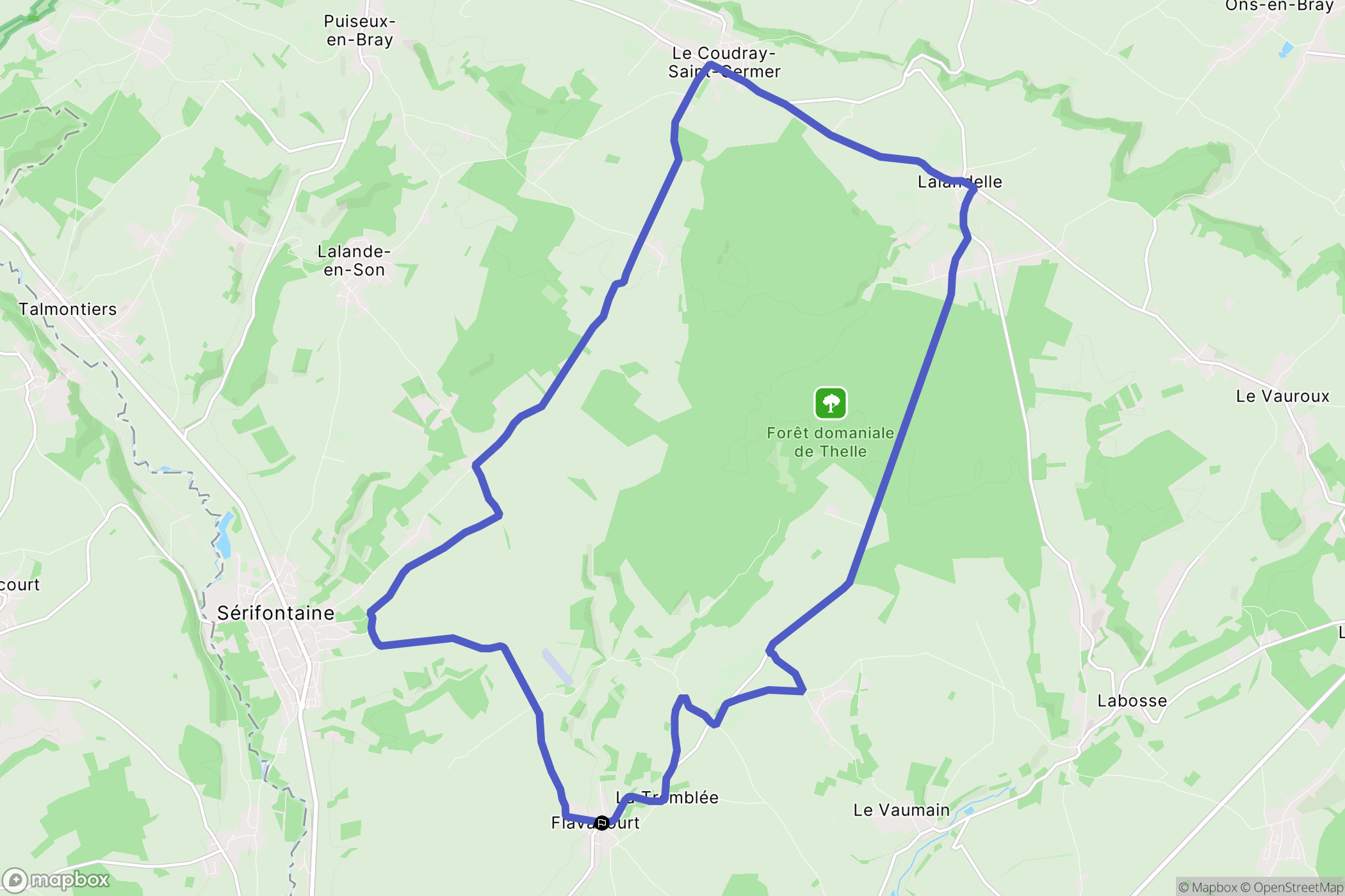 Flavacourt : carte du parcours de randonnée - France