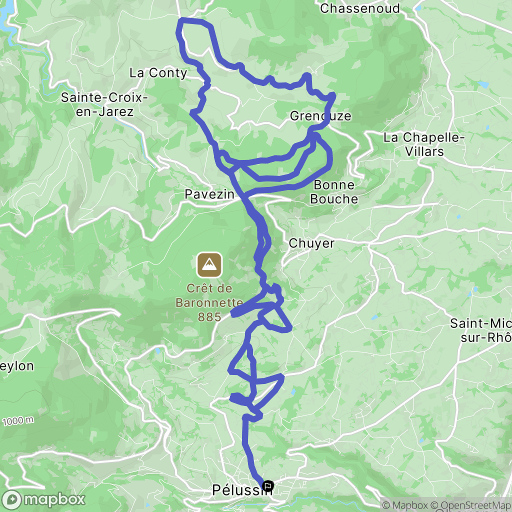 Pélussin : carte du parcours de randonnée - France