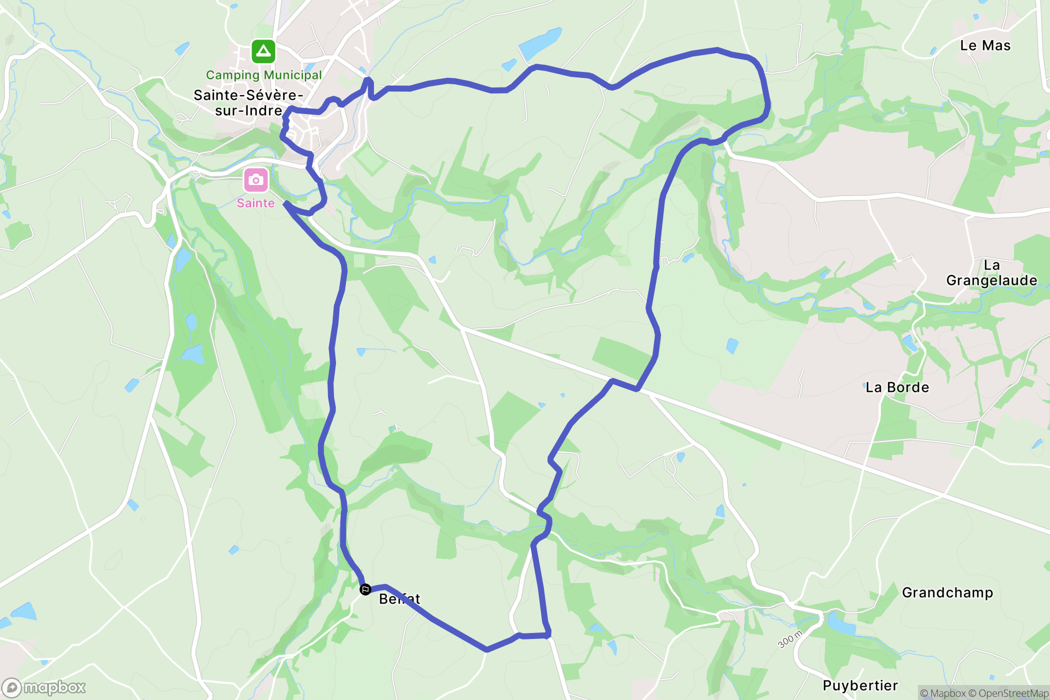 Sazeray : carte du parcours de randonnée - France