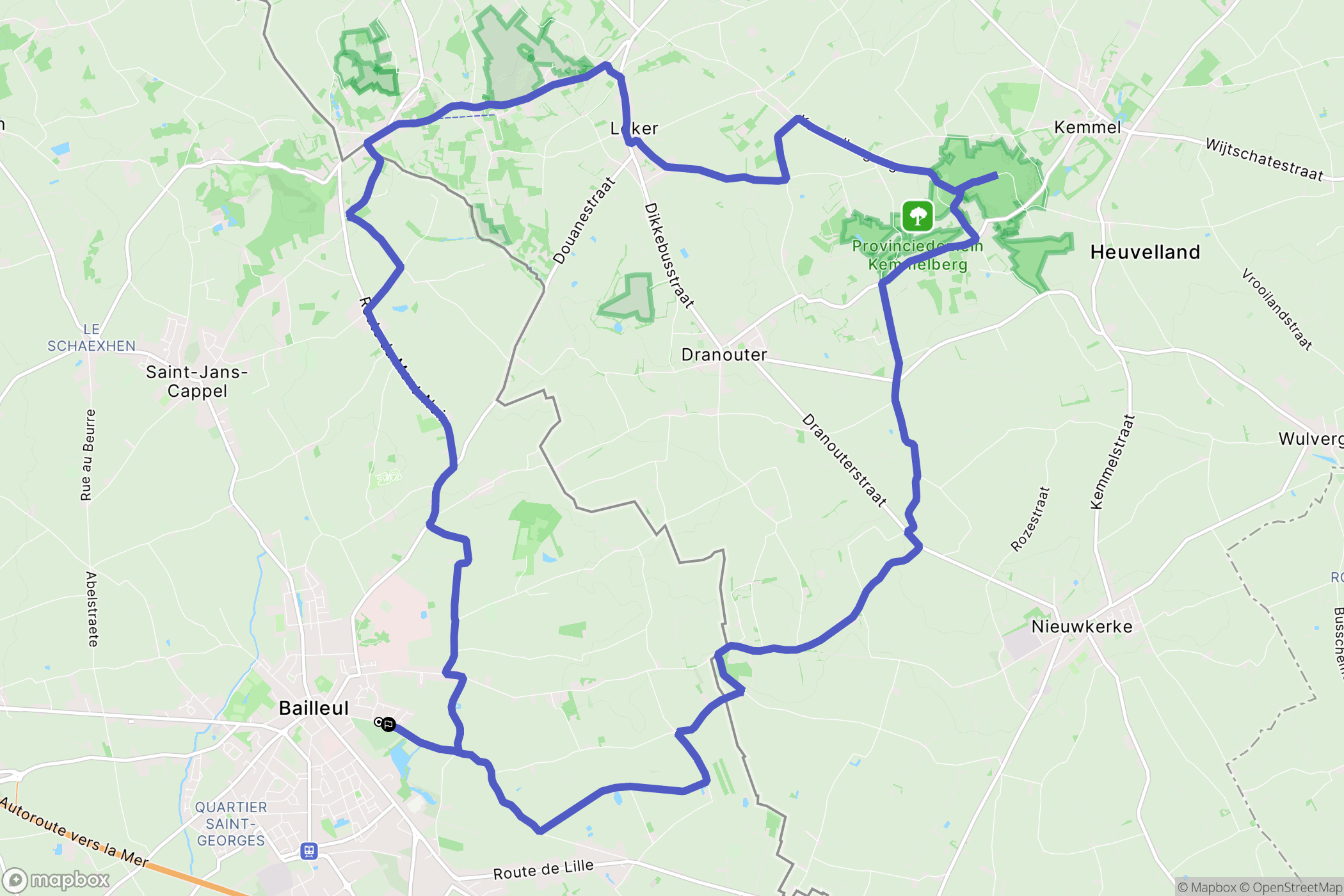 Bailleul : carte du parcours de randonnée - France