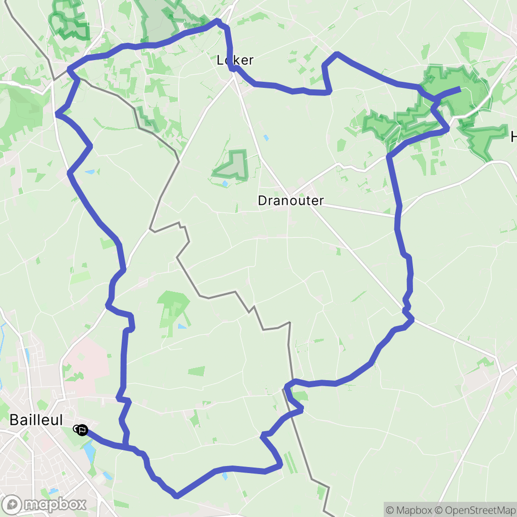 Bailleul : carte du parcours de randonnée - France