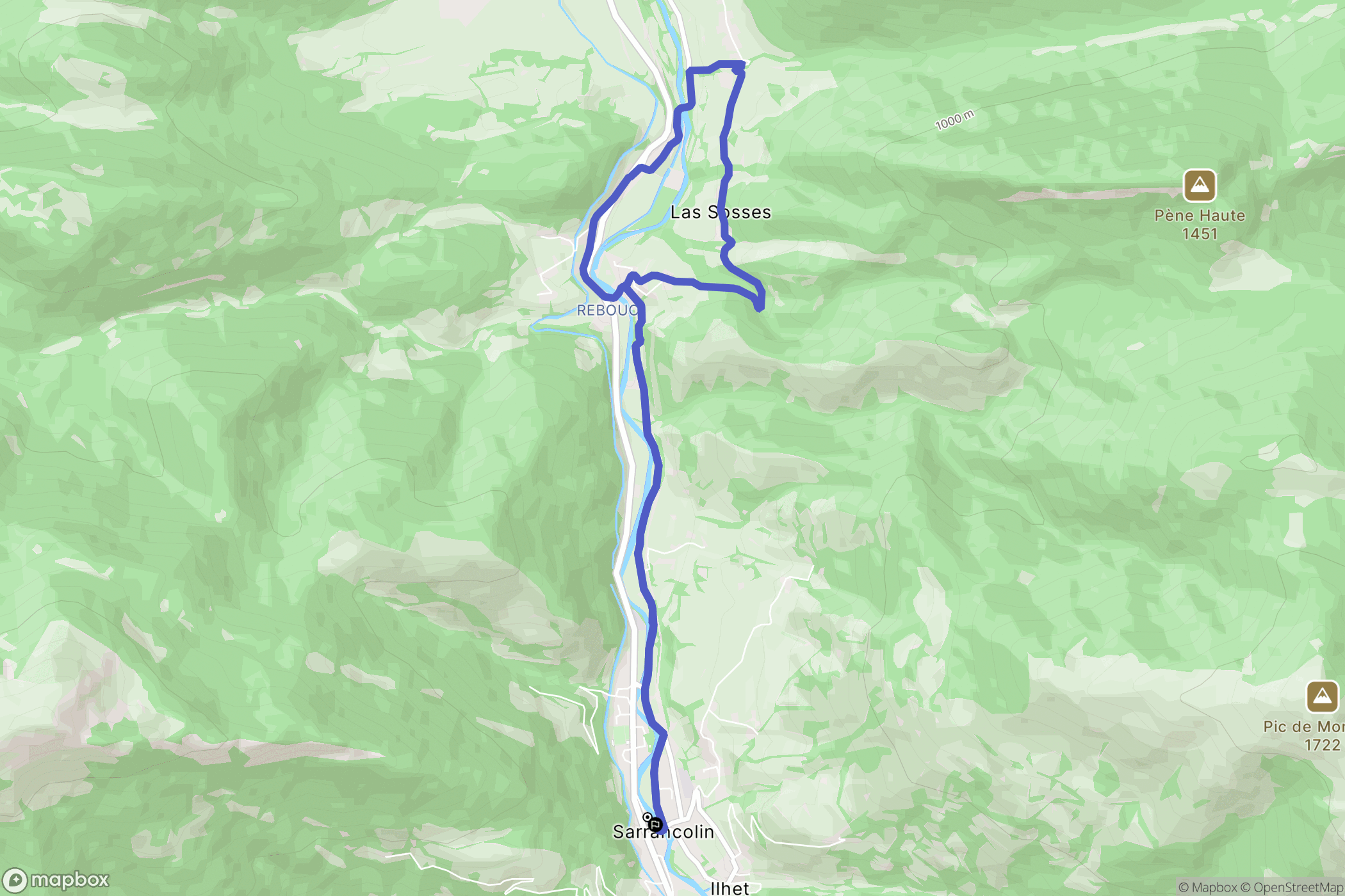 Sarrancolin : carte du parcours de randonnée - France