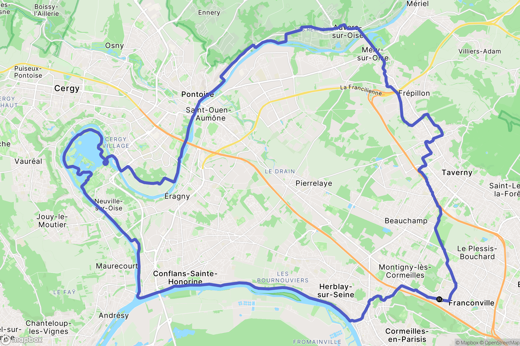 Franconville : carte du parcours de randonnée - France
