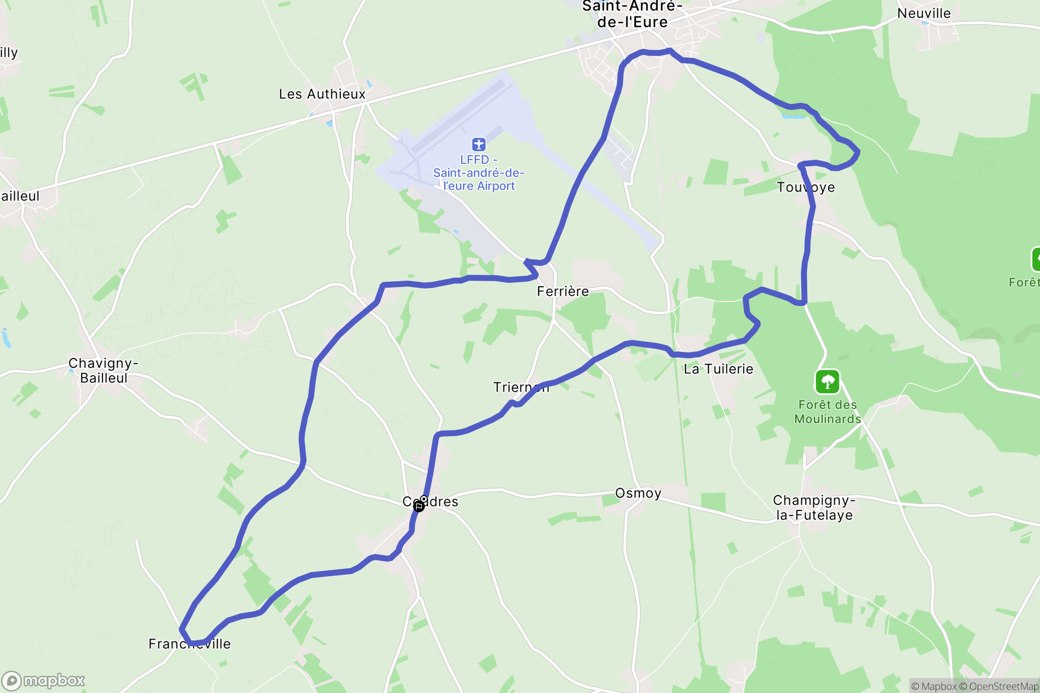 Coudres : carte du parcours de randonnée - France