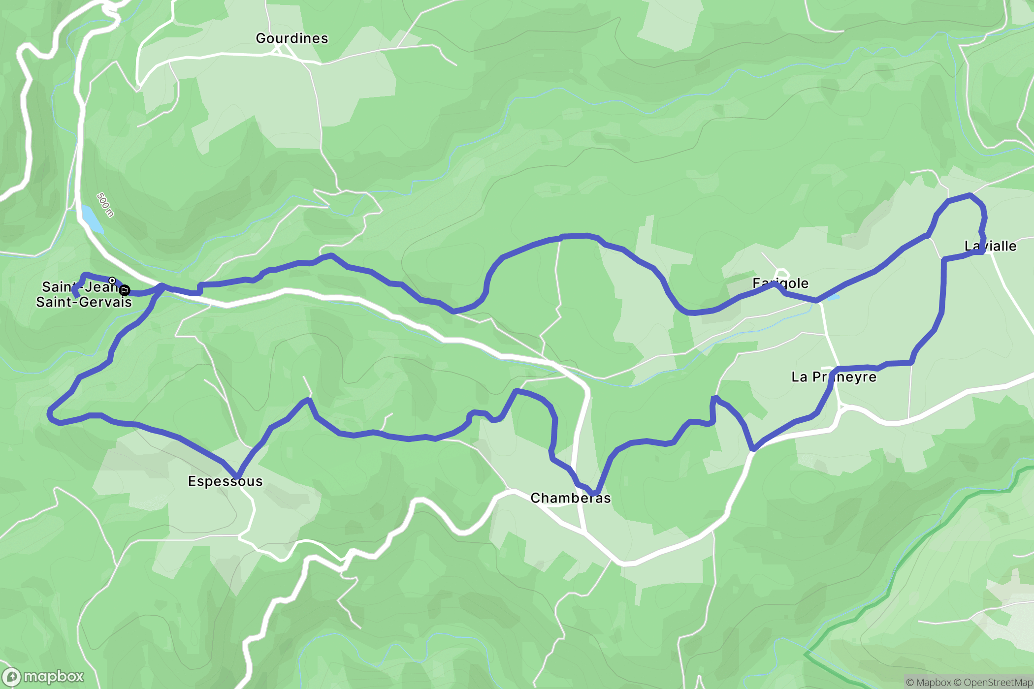 Saint-Jean-Saint-Gervais : carte du parcours de randonnée - France