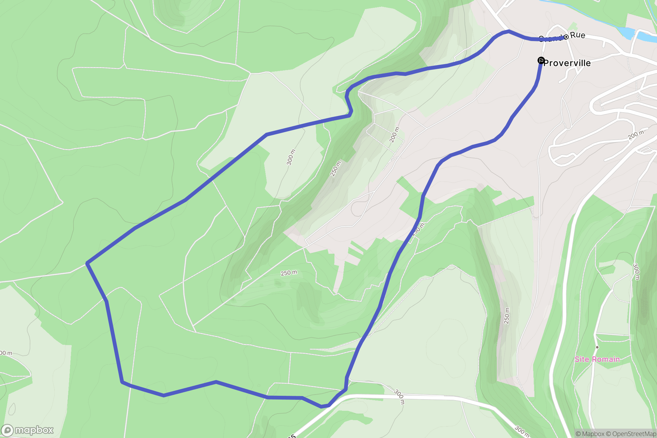 Proverville : carte du parcours de randonnée - France