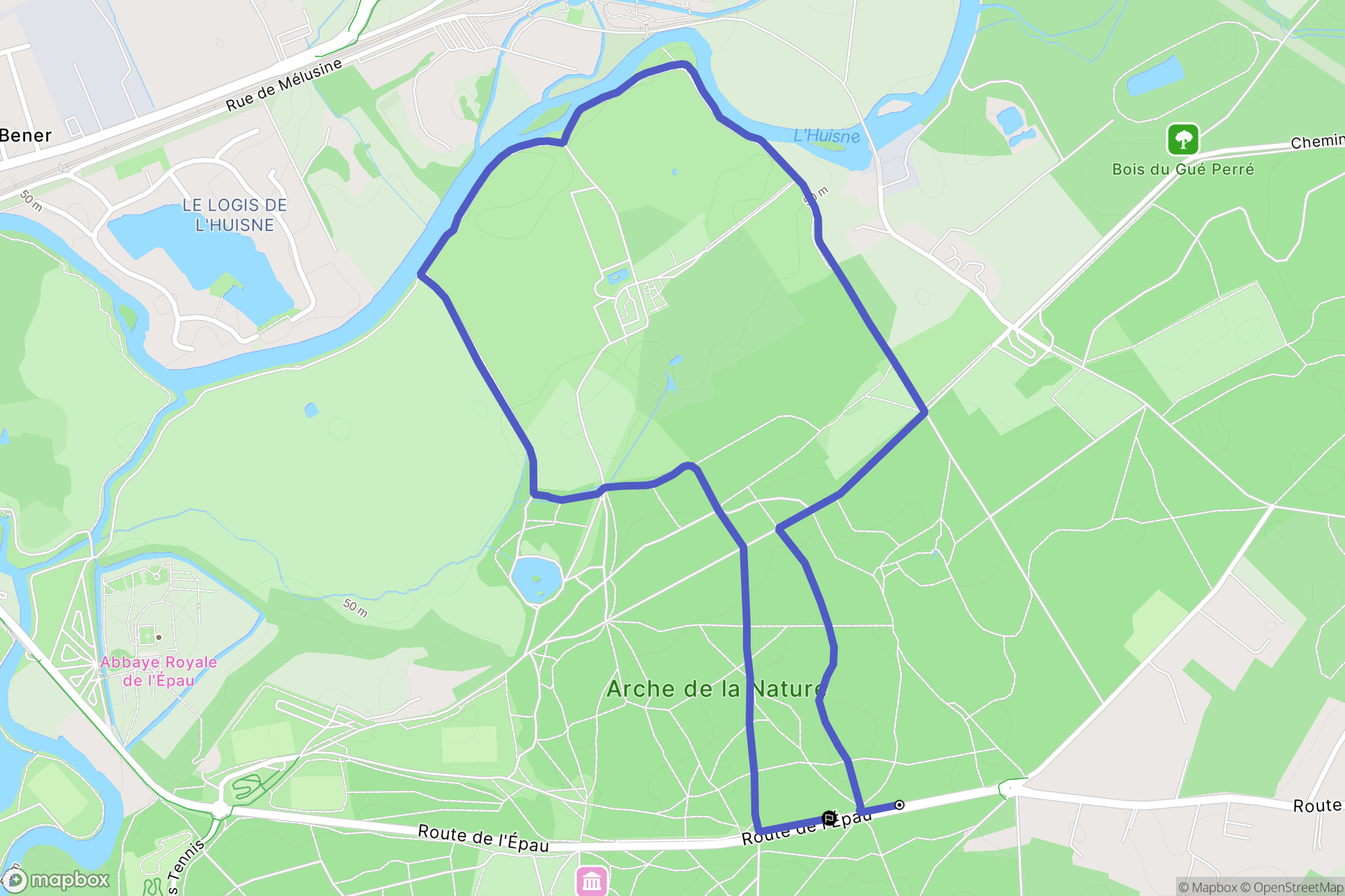 Changé : carte du parcours de randonnée - France