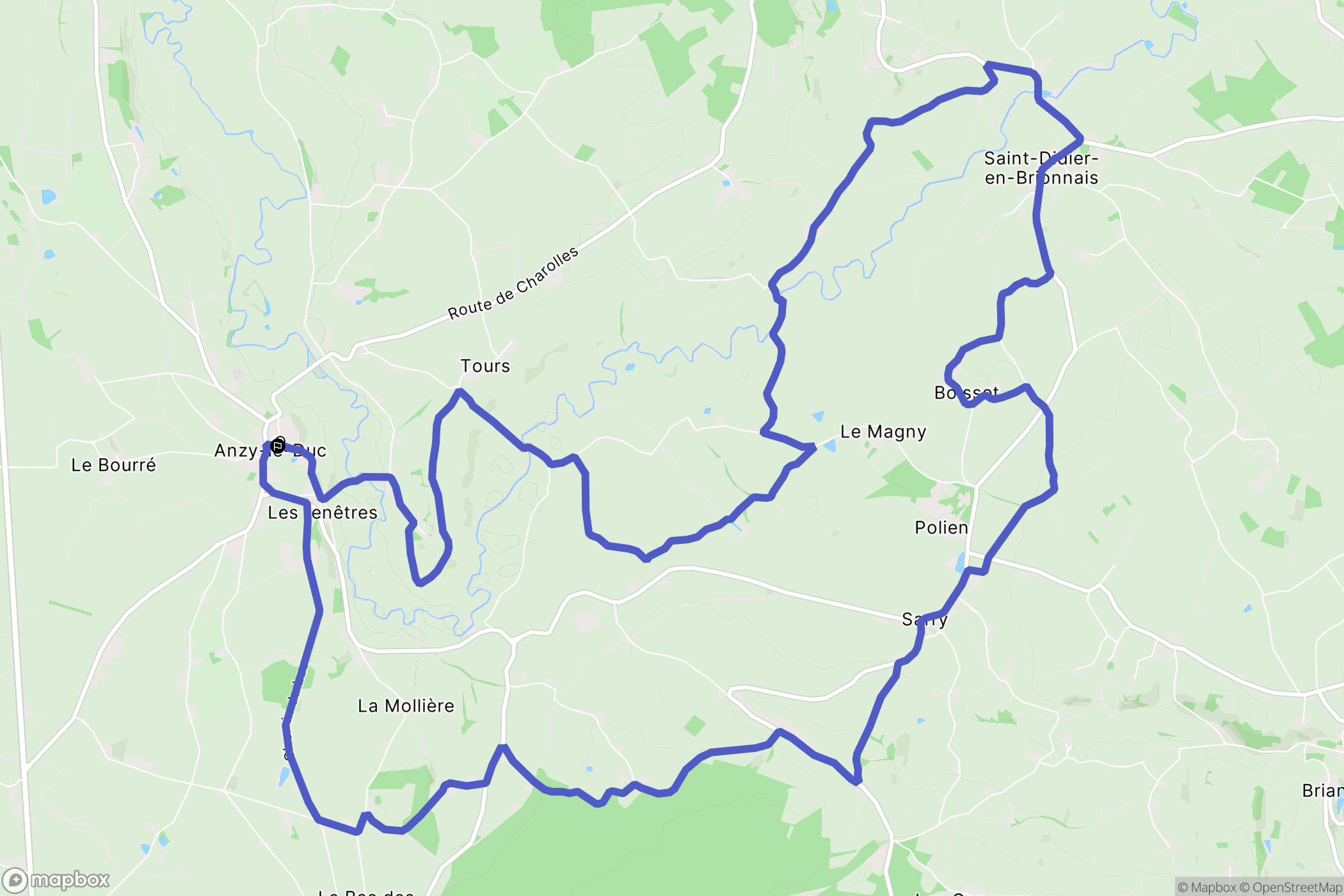 Anzy-le-Duc : carte du parcours de randonnée - France