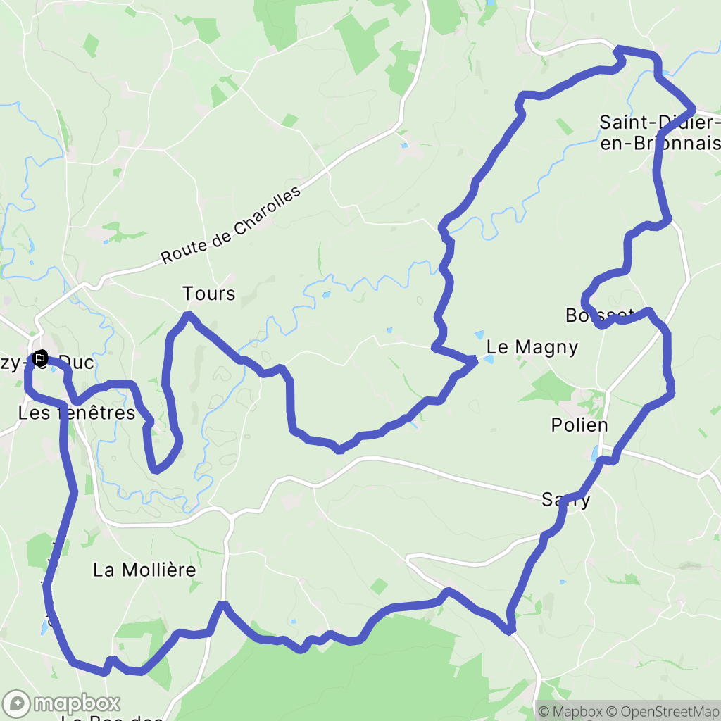 Anzy-le-Duc : carte du parcours de randonnée - France